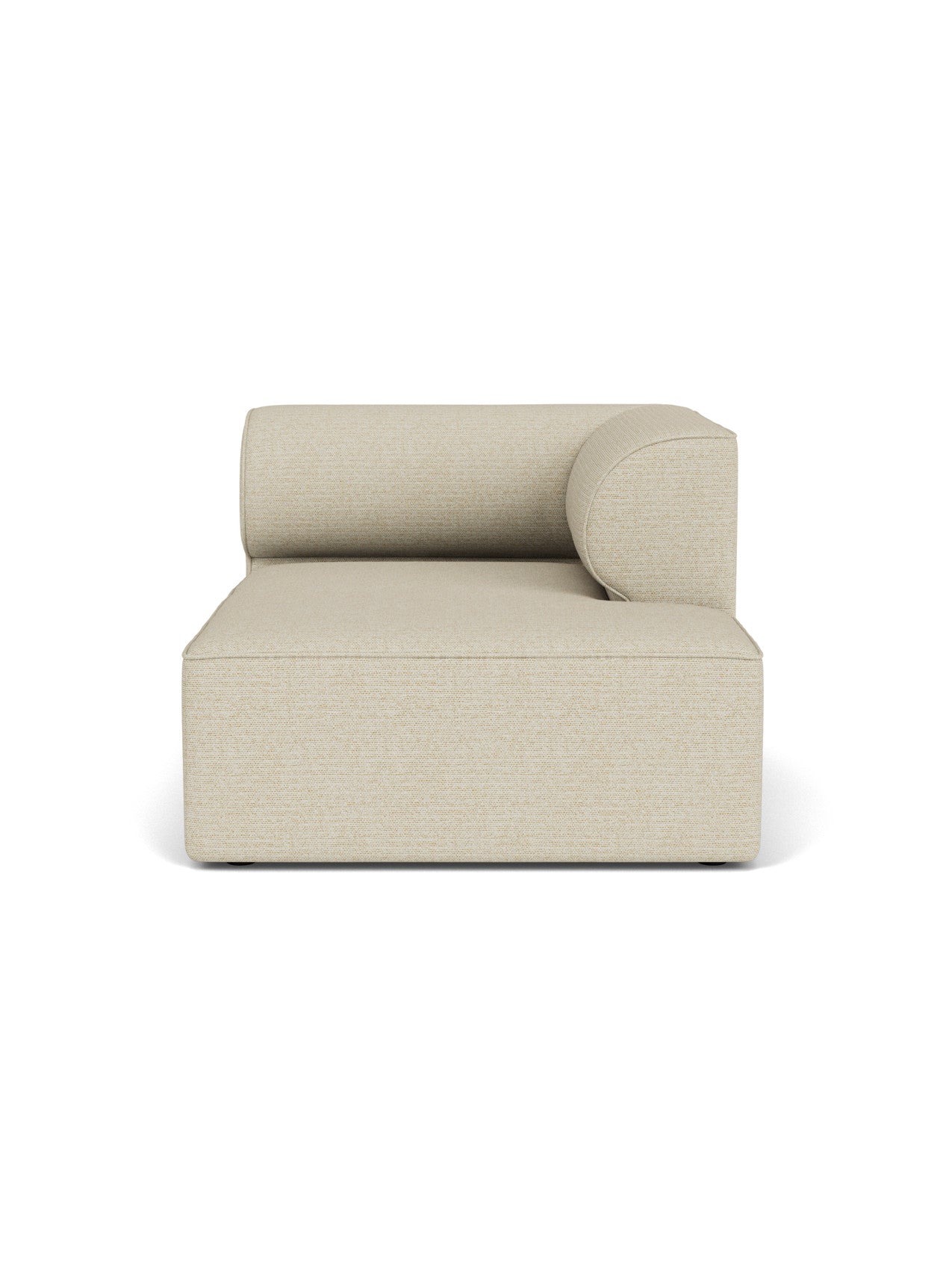 Front view of the Eave Modular Sofa, 96, Chaise Longue in a light beige, textured fabric, against a plain white background.