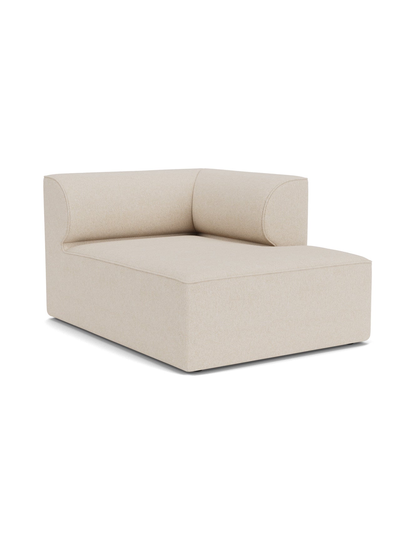 Eave Modular Sofa, 96, Chaise Longue. A right-corner module in light beige fabric with a low, curved backrest.