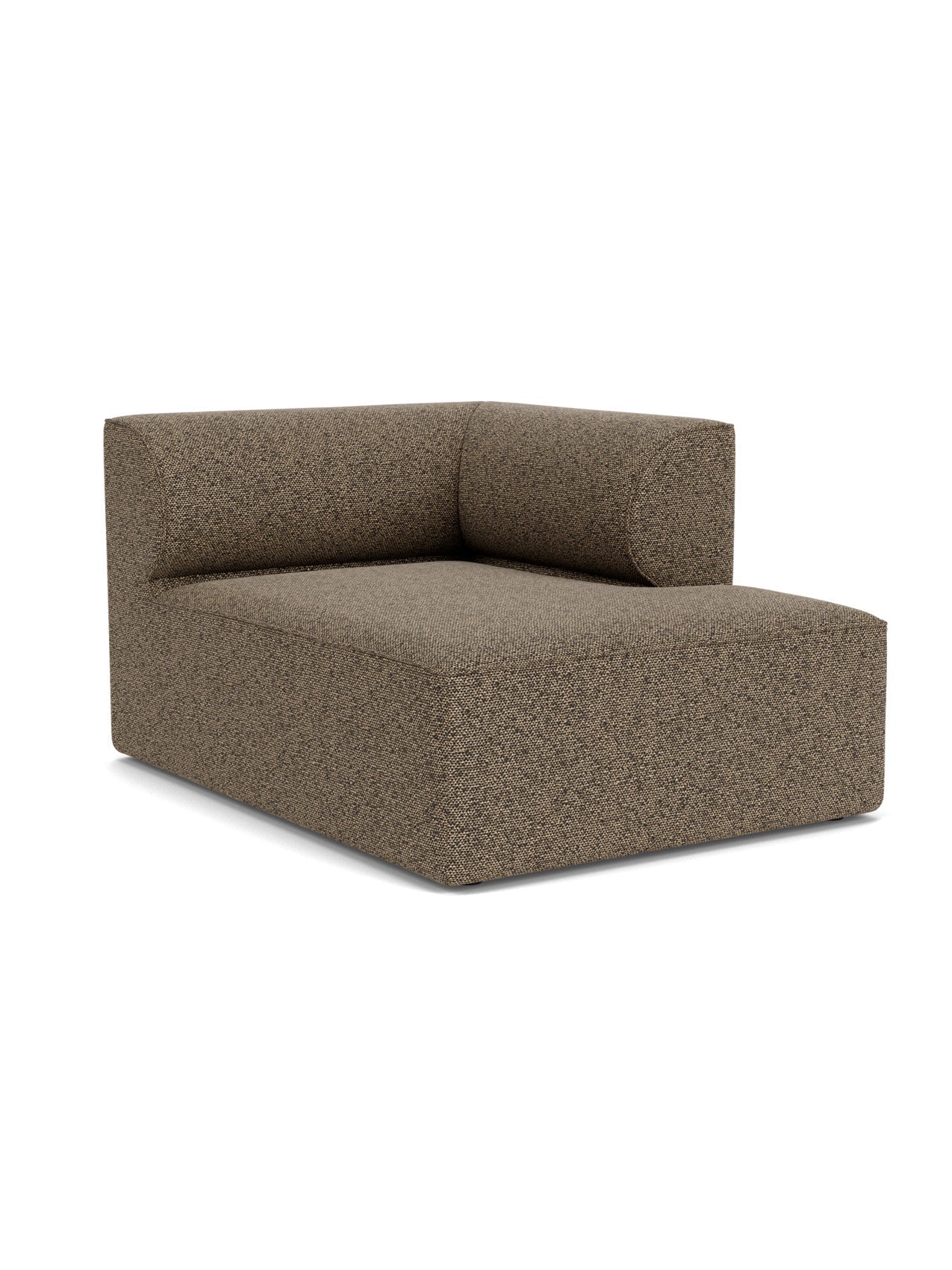 Eave Modular Sofa, 96, Chaise Longue right-corner module in Safire 001, a textured brown fabric, shown on a white background.