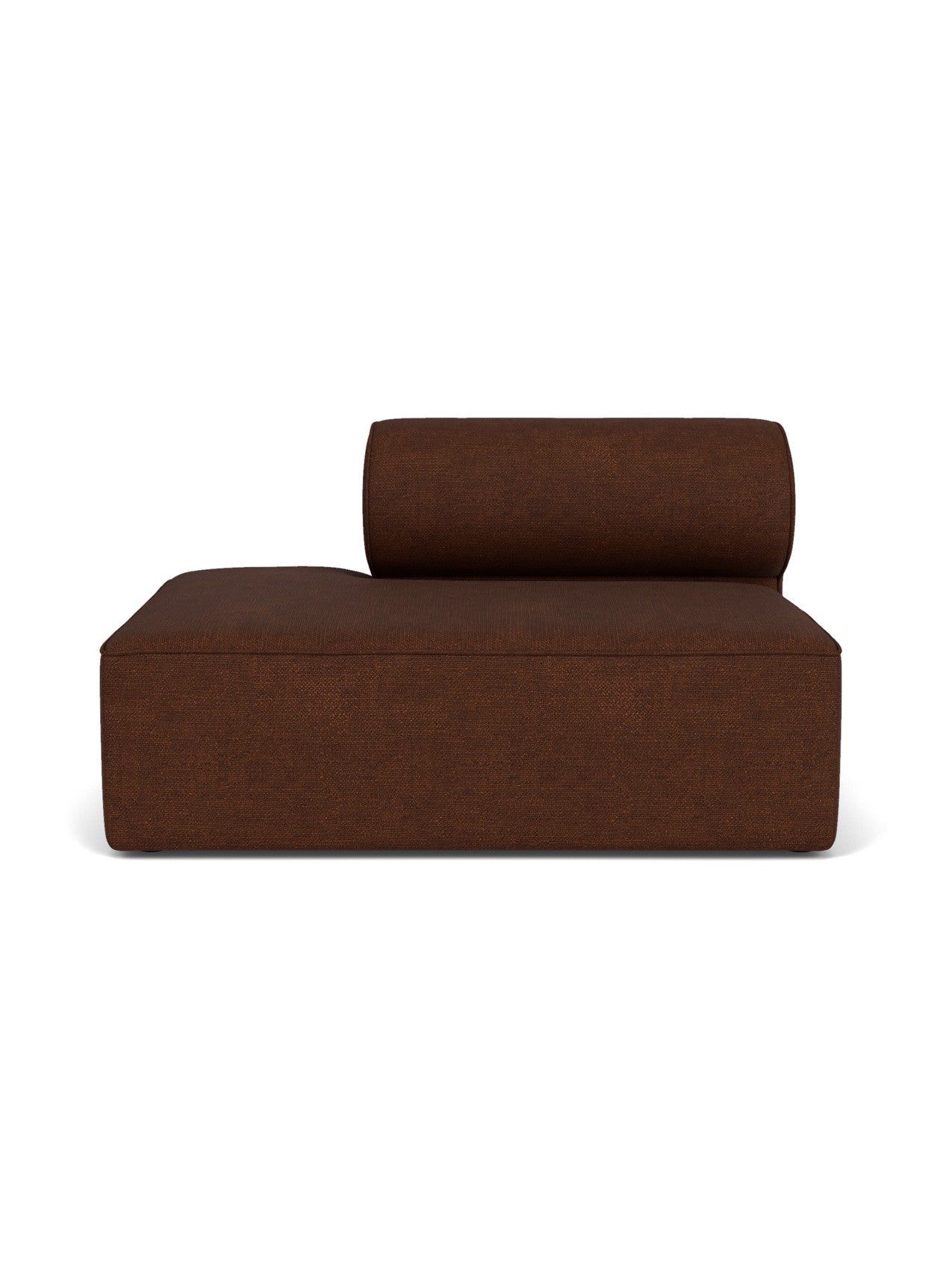 A front view of the Eave Modular Sofa, 96, Open End 144. The single module is upholstered in a textured, dark brown fabric.
