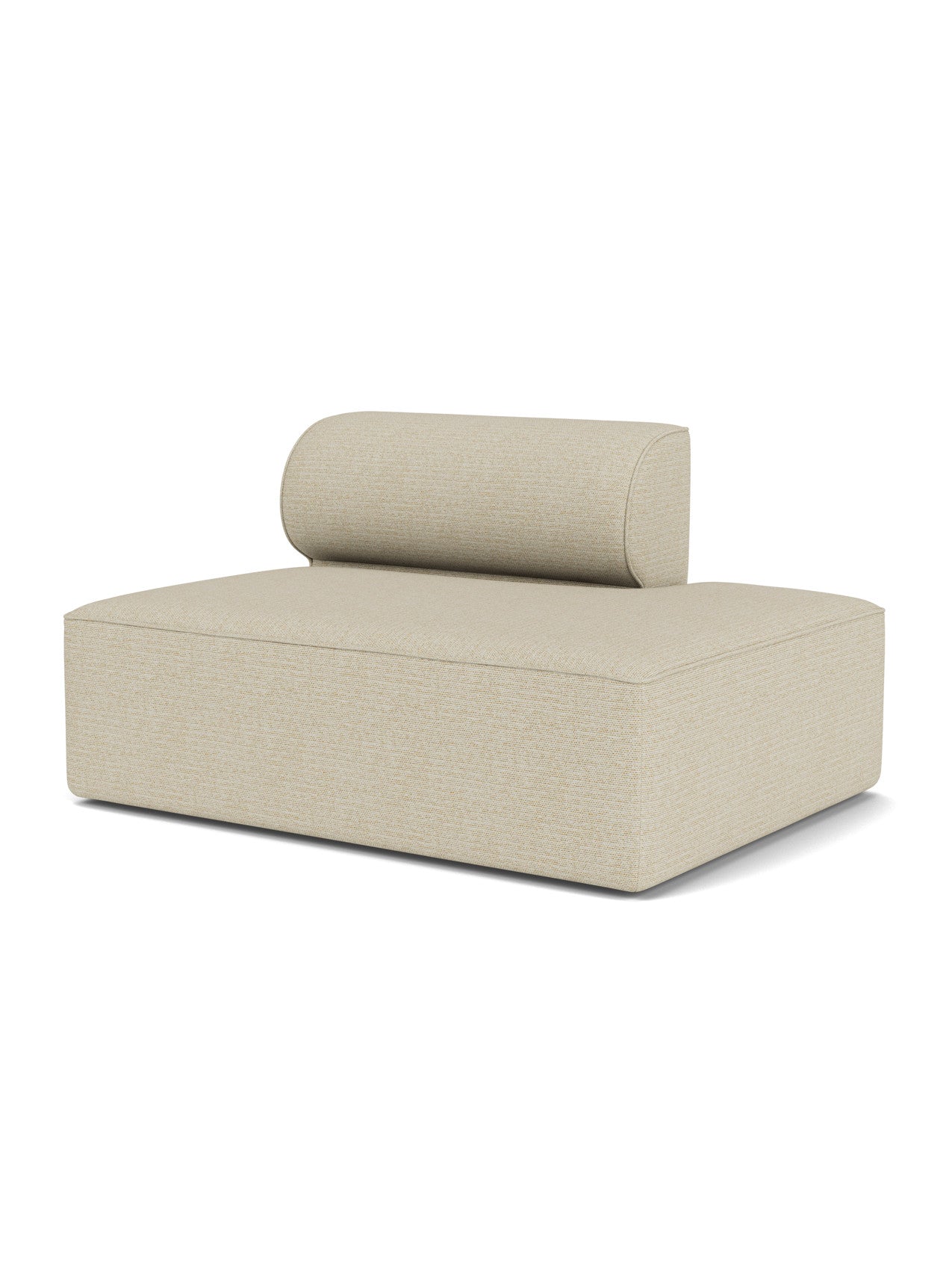 Eave Modular Sofa, 96, Open End 144, upholstered in a light beige textured fabric, shown from an angle on a white background.