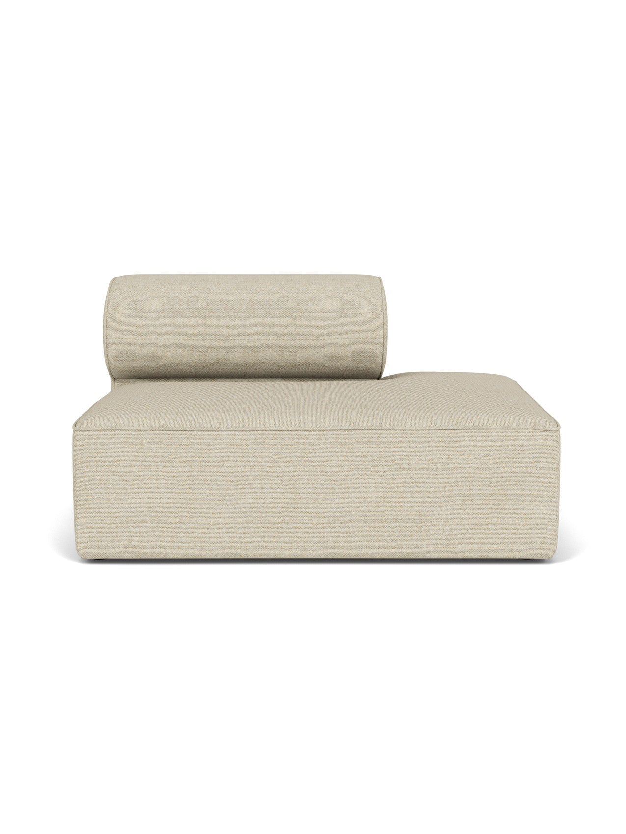 Front view of the Eave Modular Sofa, 96, Open End 144 in light beige Savanna 202 fabric, with a curved backrest.