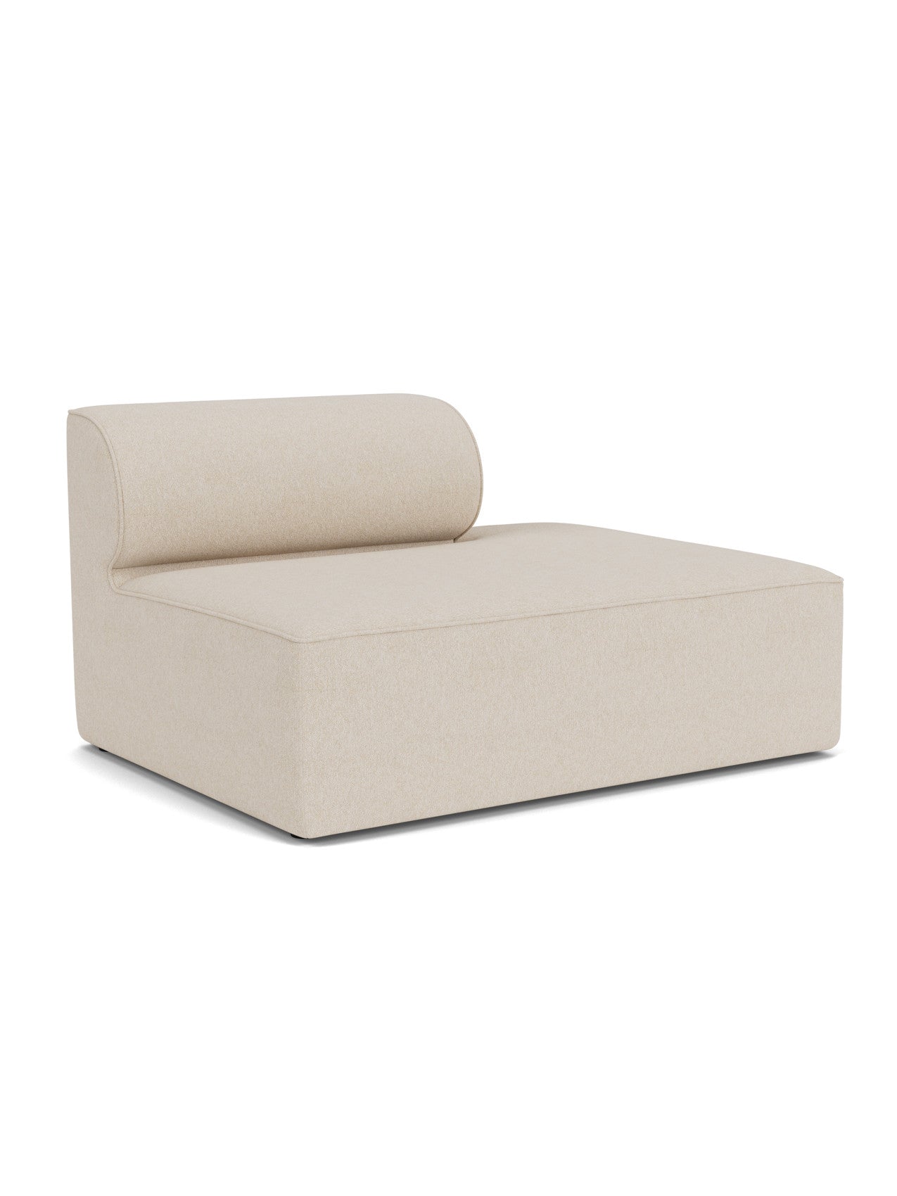 Eave Modular Sofa, 96, Open End 144, an open-ended module upholstered in a light textured fabric with a low backrest.
