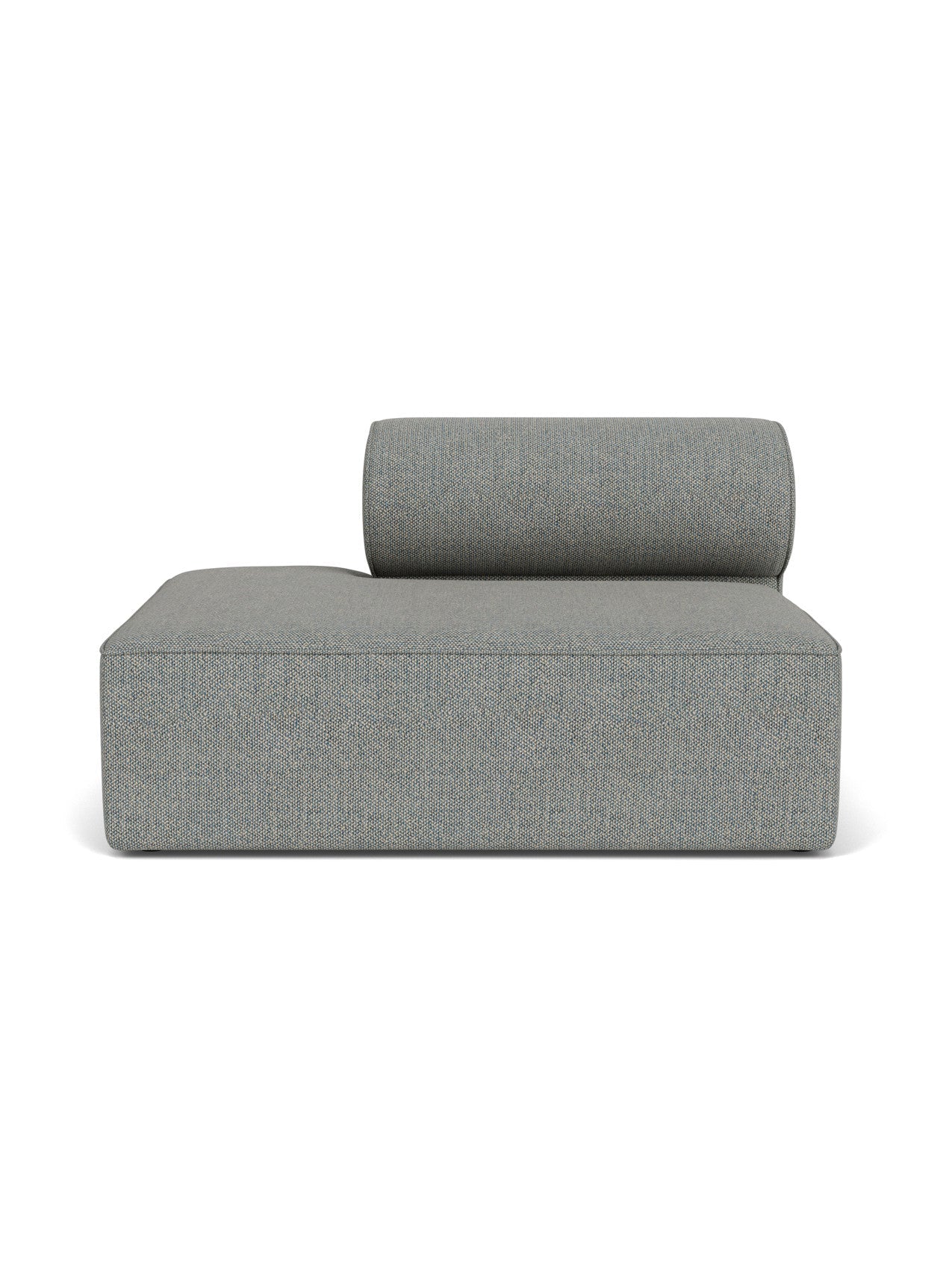 Front view of the Eave Modular Sofa, 96, Open End 144. The module features a deep seat and curved backrest in grey fabric.