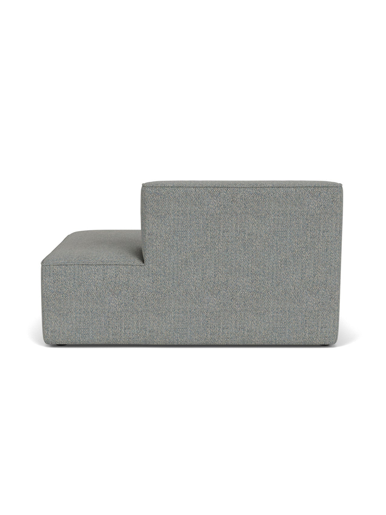 Back view of the Eave Modular Sofa, 96, Open End 144 module, upholstered in a textured grey fabric on a white background.