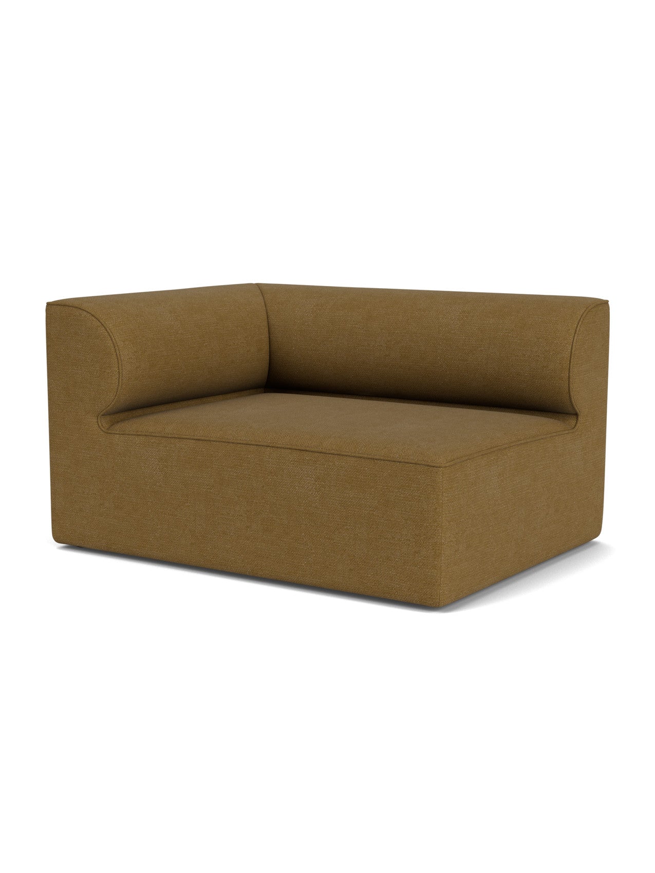 The Eave Modular Sofa, 96, Corner 144, an L-shaped module in brown bouclé upholstery, shown at an angle.