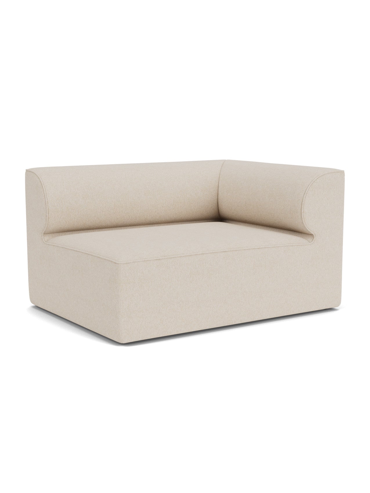 The Eave Modular Sofa, 96, Corner 144, a right-hand corner module upholstered in a light beige fabric, shown at an angle.