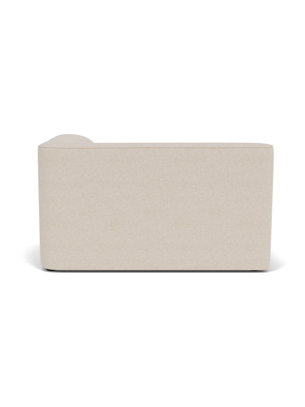 Back view of the Eave Modular Sofa, 96, Corner 144, in a light beige textured fabric against a plain white background.