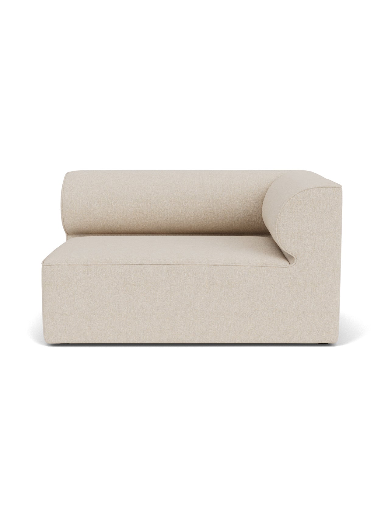 Front view of the Eave Modular Sofa, 96, Corner 144. The right-hand corner piece is upholstered in a light, neutral fabric.
