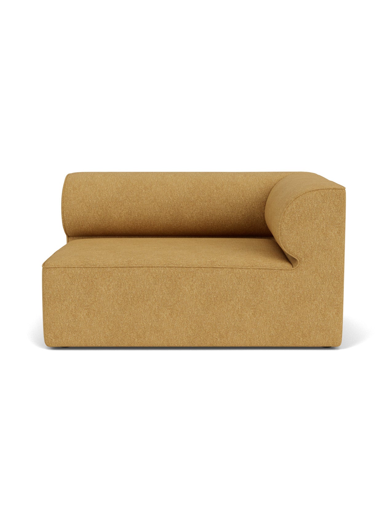 Eave Modular Sofa, 96, Corner 144. Front view of the right corner module in a mustard-yellow fabric with a low, curved back.
