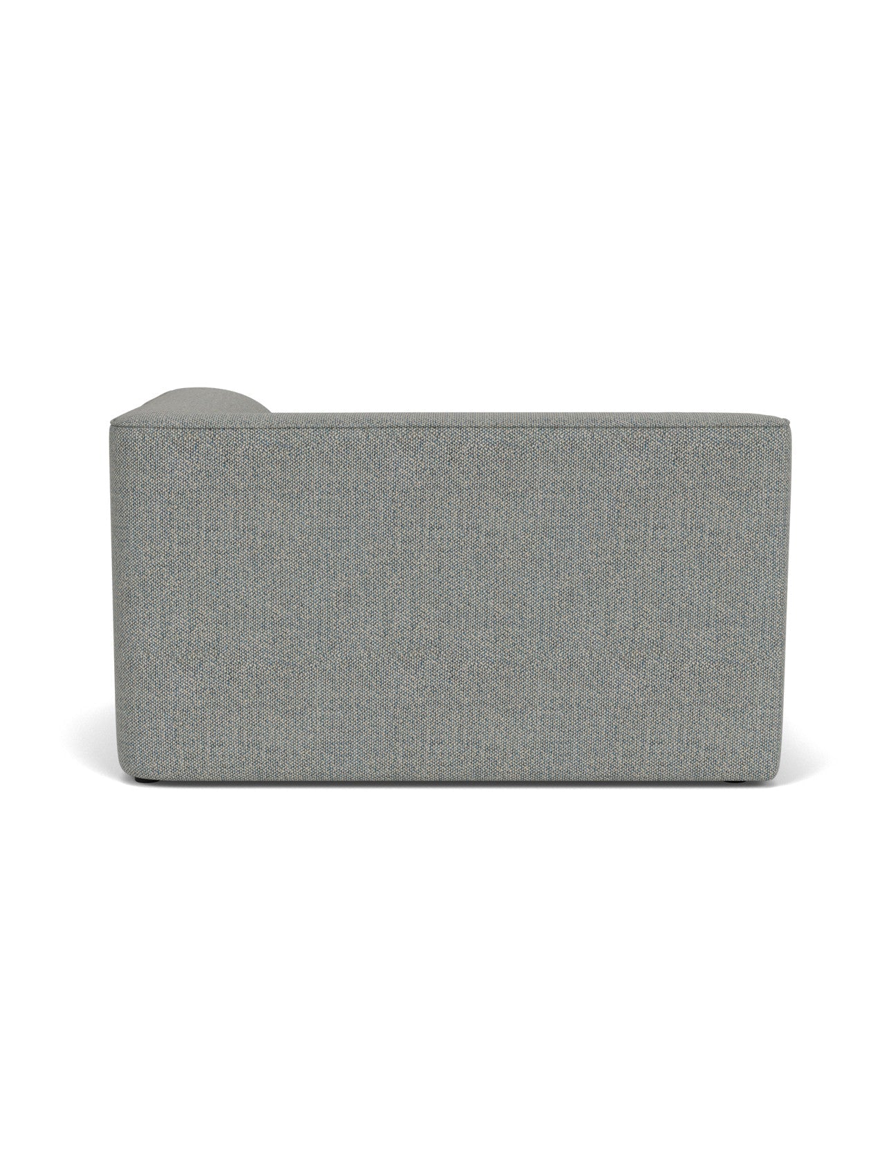 A back view of the Eave Modular Sofa, 96, Corner 144, shown in a light grey textured fabric against a white background.