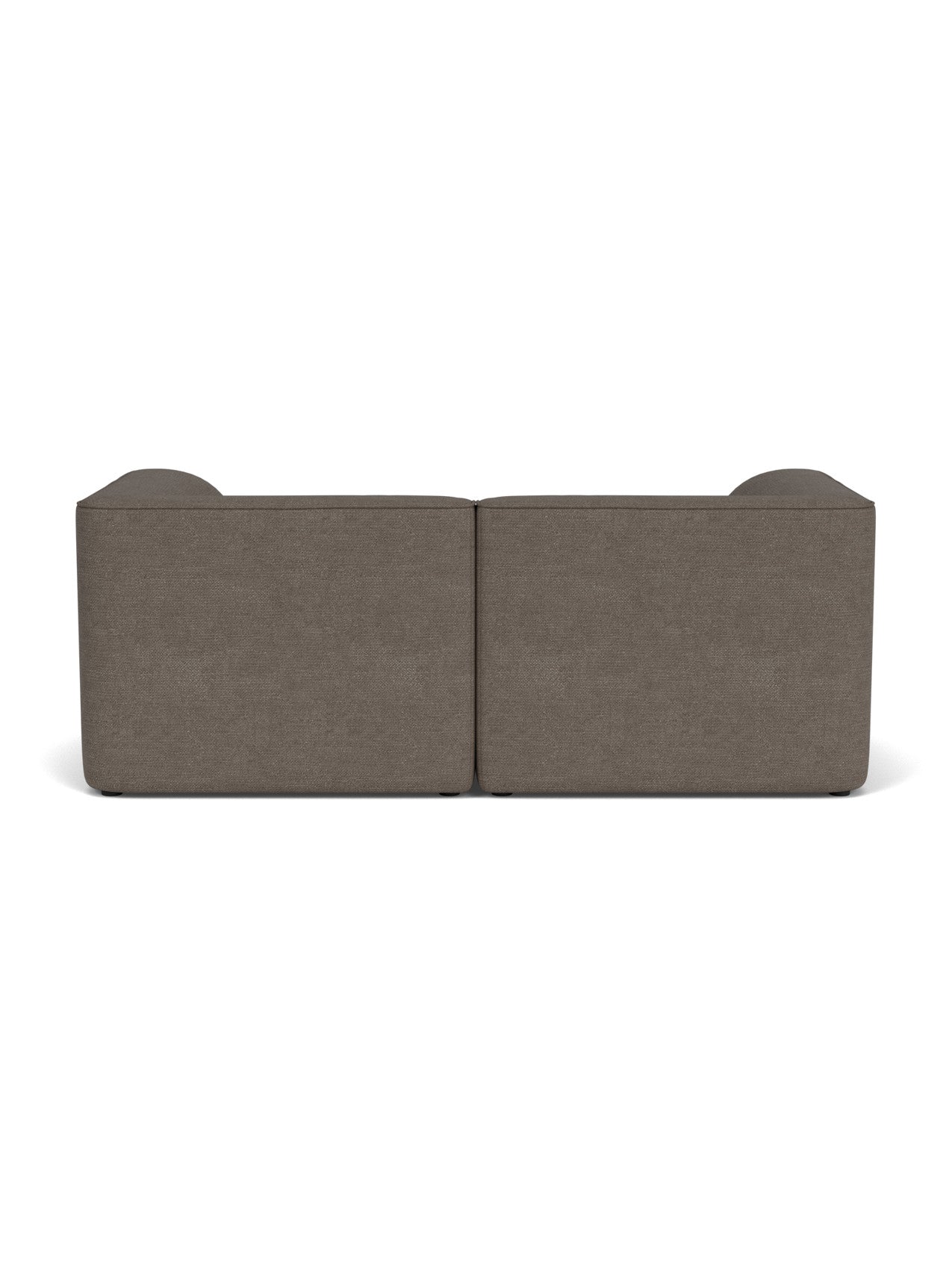Back view of the Eave Modular Sofa, 96, 2-seater, Configuration 1, in textured brown fabric on a white background.
