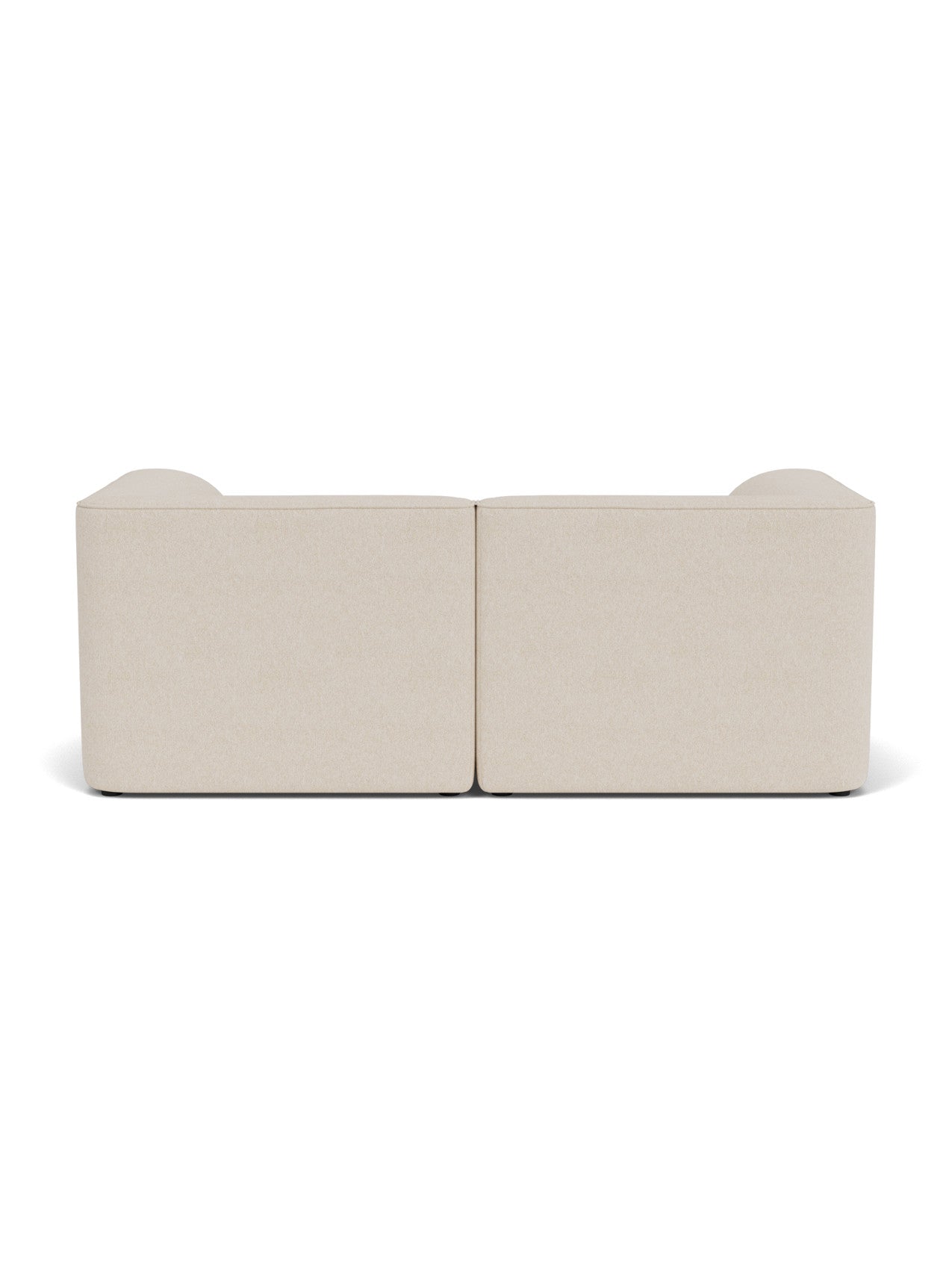 The Eave Modular Sofa, 96, 2-seater, Configuration 1, from the back in a light cream upholstery against a white background.