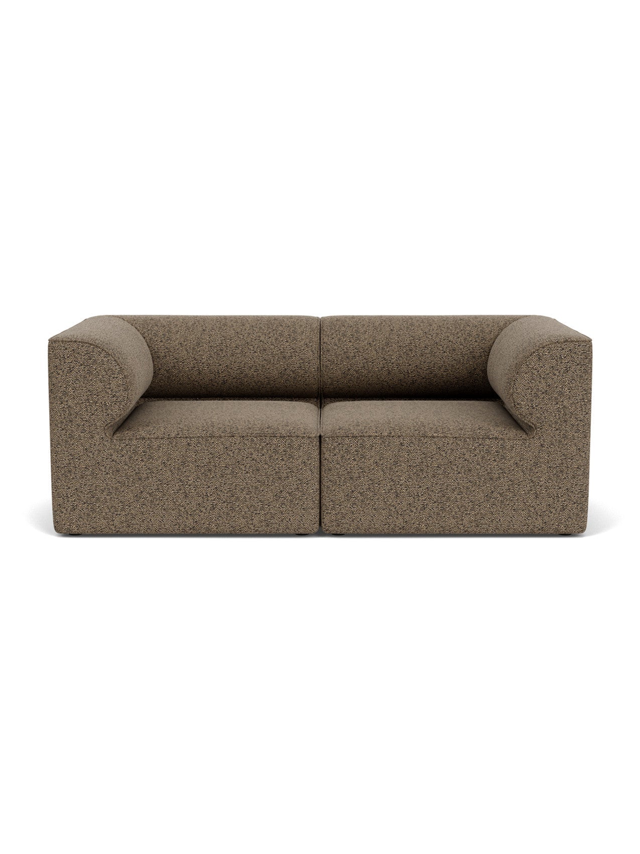 Front view of the Eave Modular Sofa, a 2-seater in textured brown Safire 001 fabric, featuring a low back and curved arms.