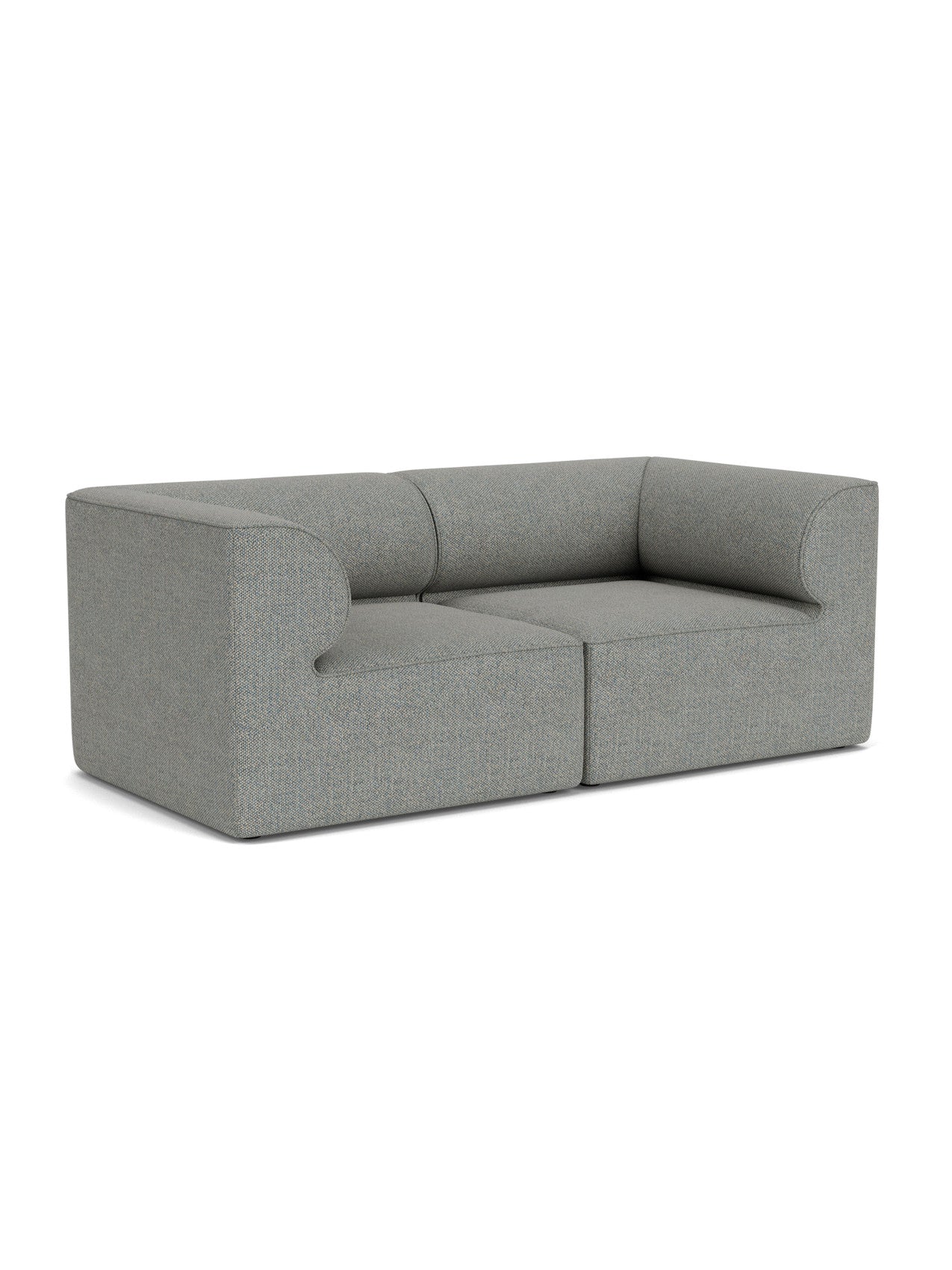 Eave Modular Sofa, 96, 2-seater, Configuration 1, in light grey textured fabric, viewed from a front-side angle.