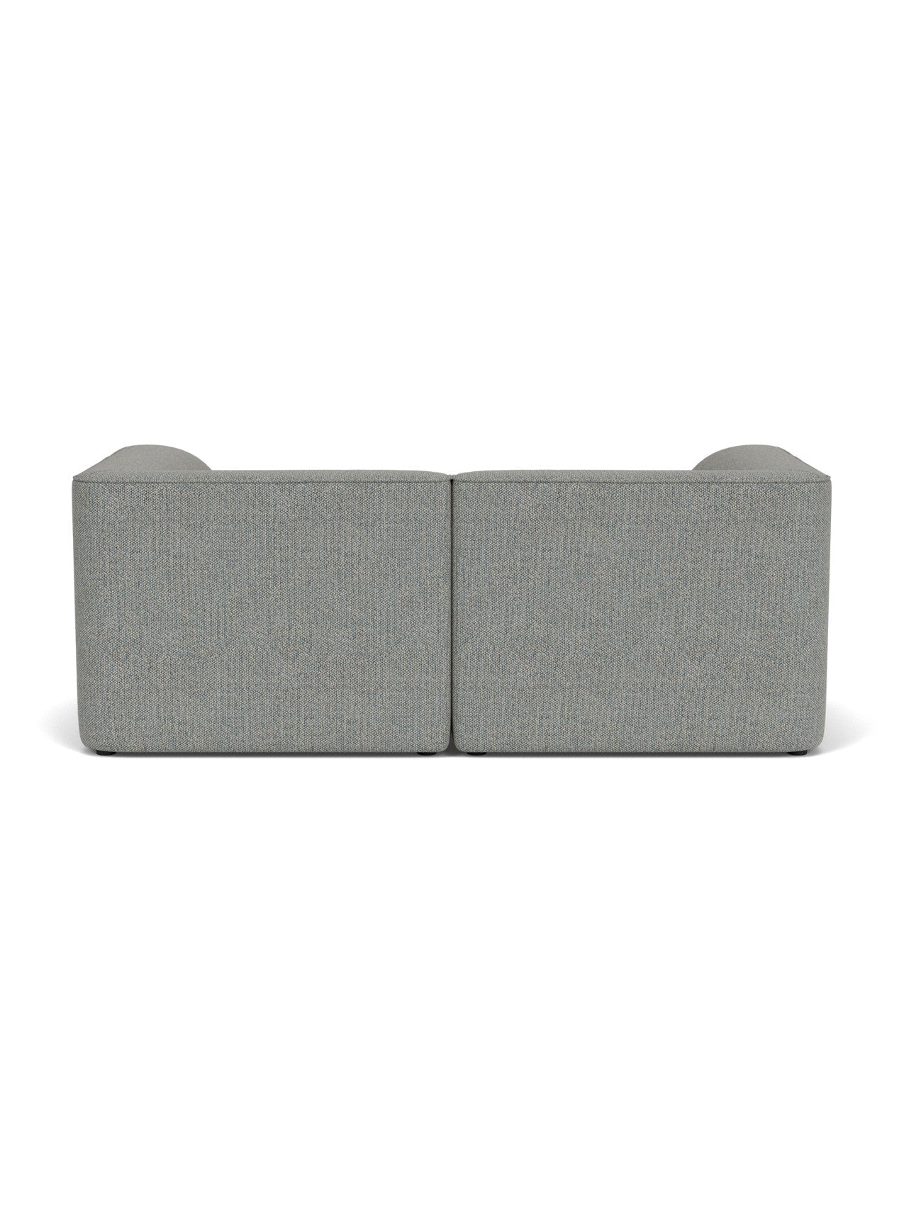 Back view of the Eave Modular Sofa, 96, 2-seater, Configuration 1, upholstered in a light grey textured fabric.