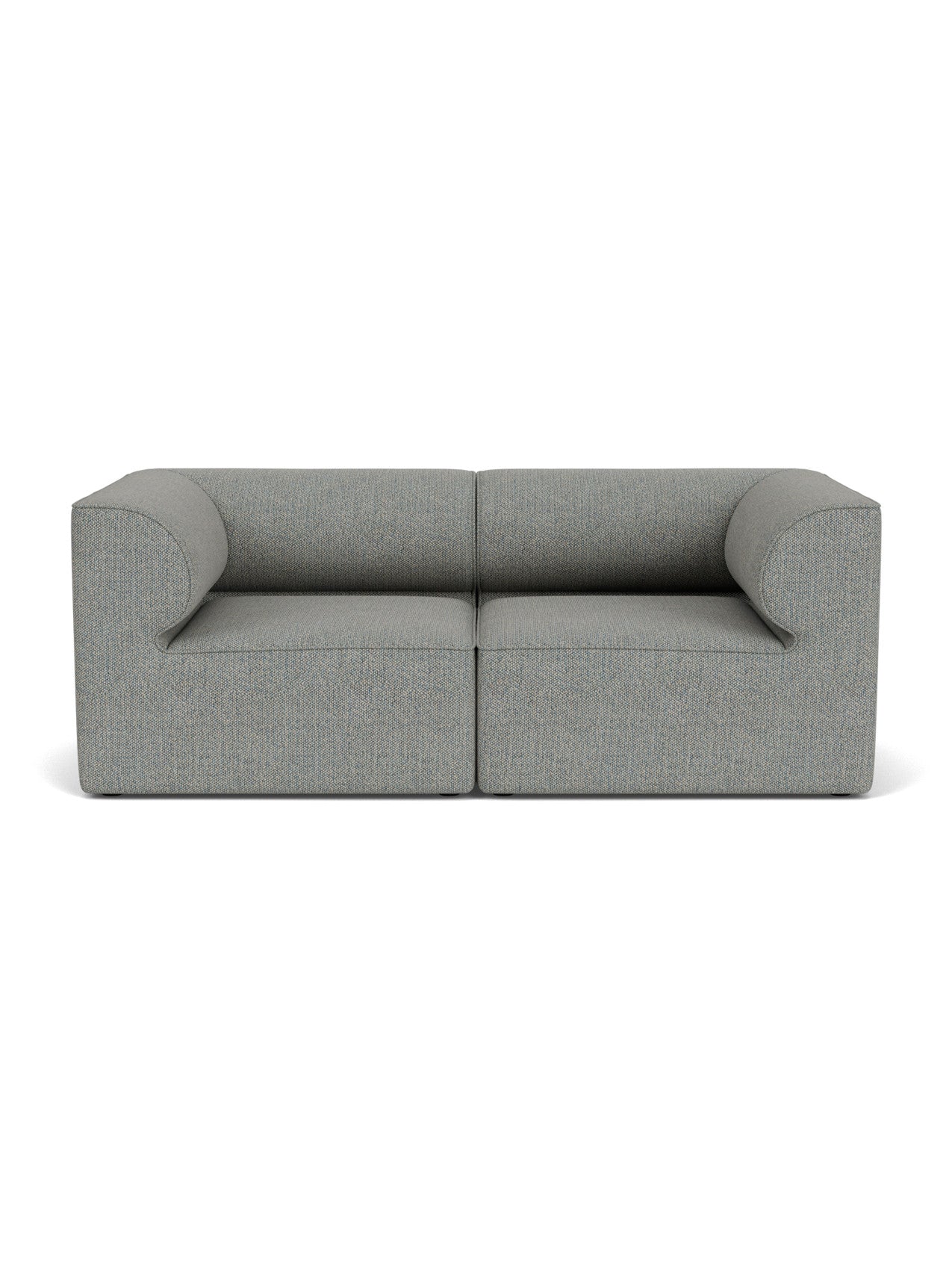 Front view of the Eave Modular Sofa, 96, 2-seater, Configuration 1, upholstered in a light grey Safire 12 textured fabric.
