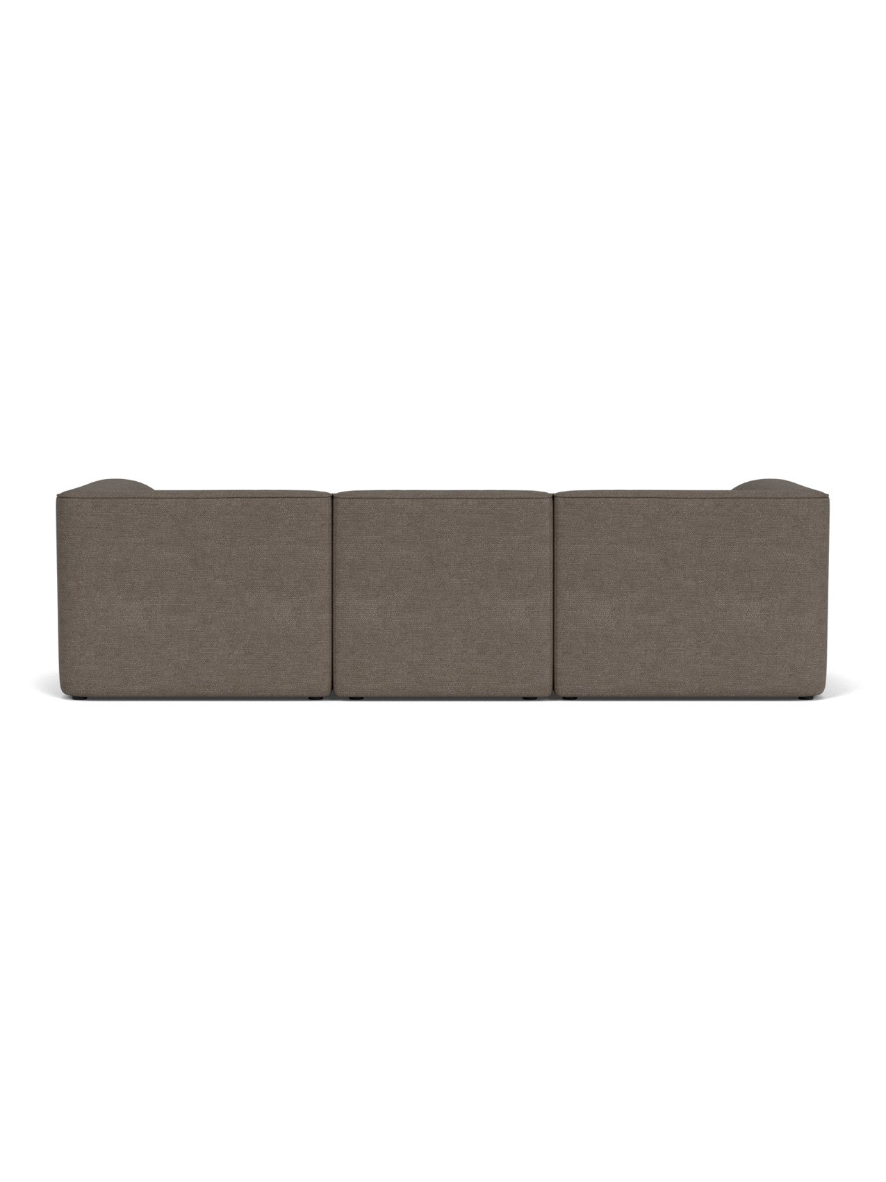 Back view of the Eave Modular Sofa, 96, 3-Seater, Configuration 2 in brown bouclé fabric, set against a white background.