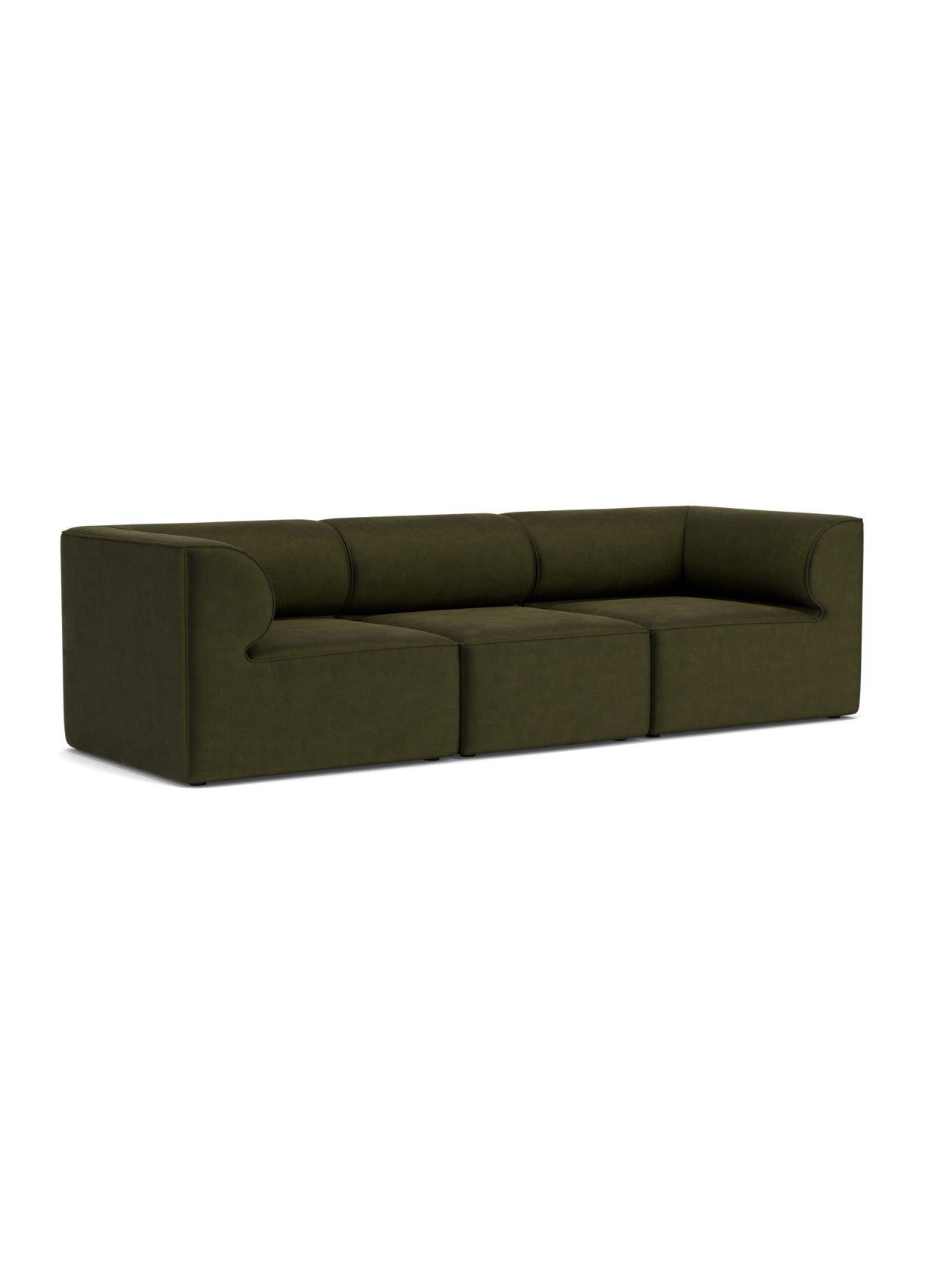 Eave Modular Sofa, a 3-seater configuration in dark green Champion fabric, is shown at an angle against a white background.