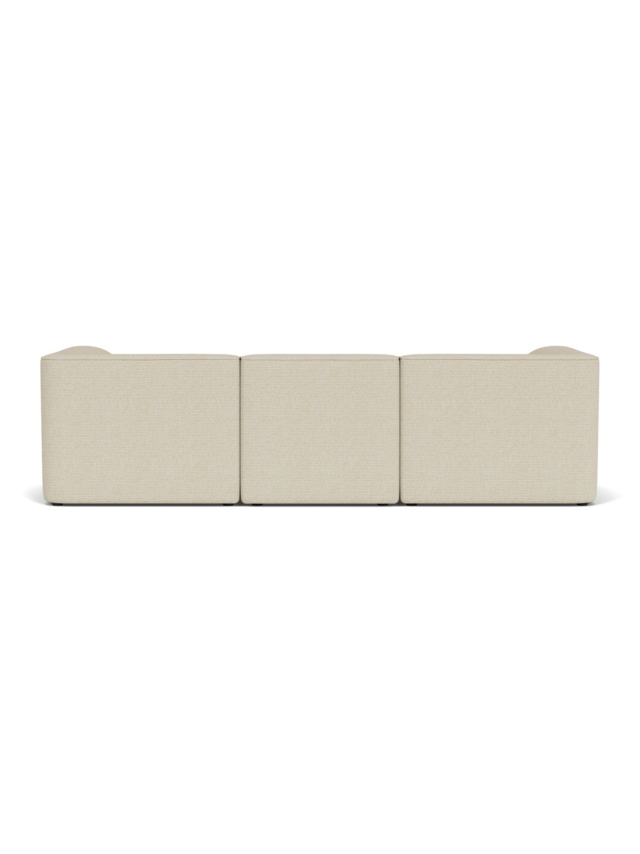 Rear view of the Eave Modular Sofa, 96, 3-Seater, Configuration 2 in a light beige fabric, against a white background.