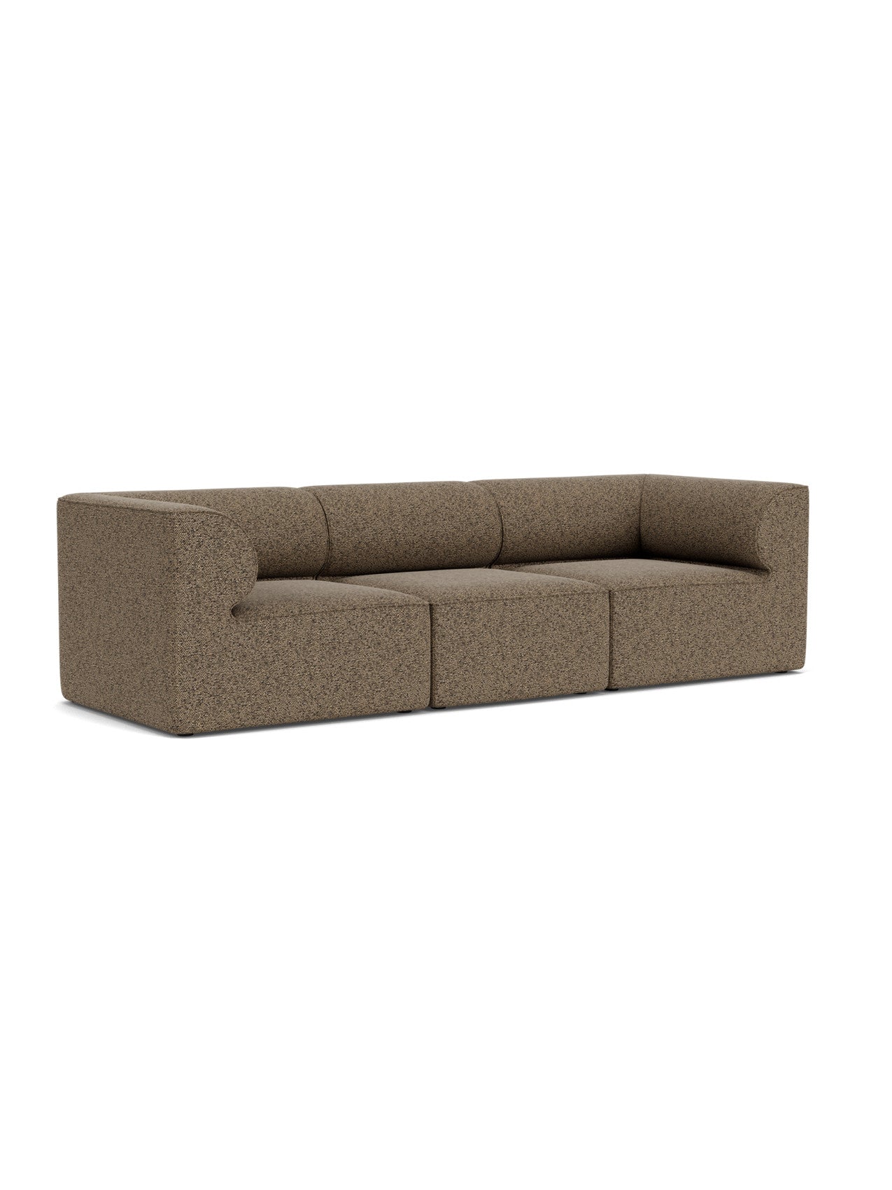 Angled product shot of the Eave Modular Sofa, 96, 3-Seater, Configuration 2, in a textured brown Safire 001 fabric.