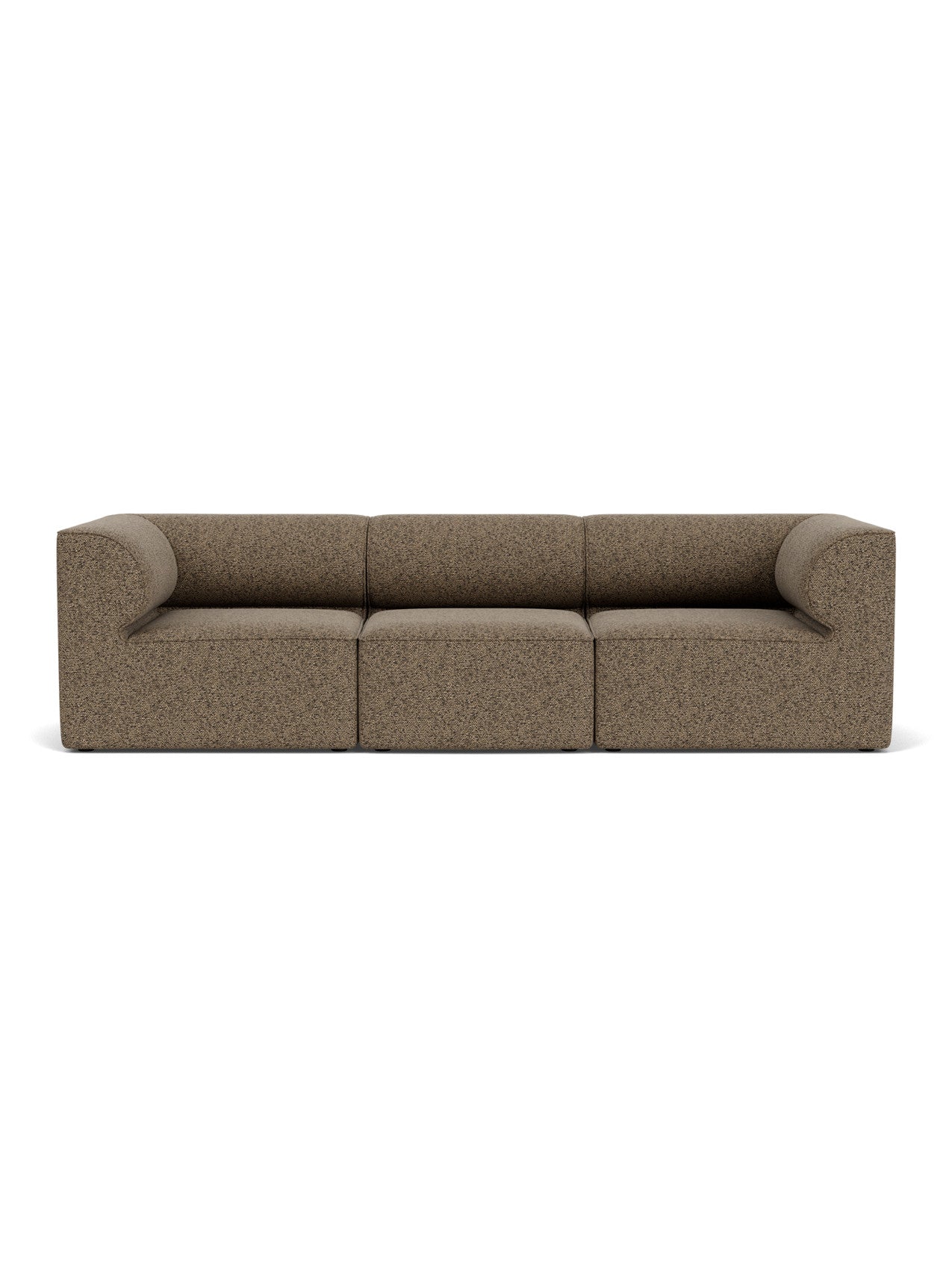 A front-on image of the Eave Modular Sofa, 96, 3-Seater, Configuration 2, in a brown, textured Safire 001 fabric.