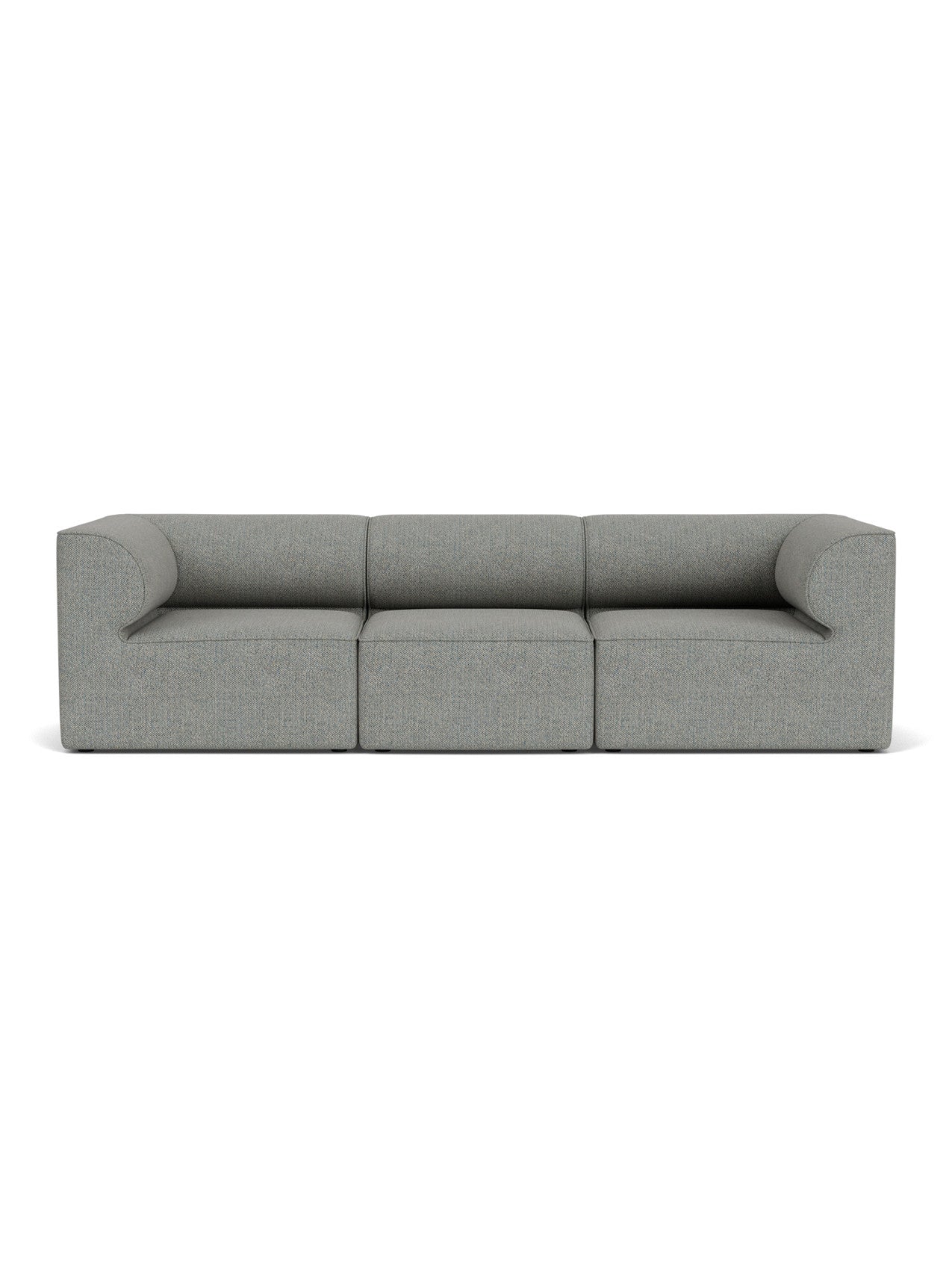 Eave Modular Sofa, 96, 3-Seater, Configuration 2 in light grey Safire 012 fabric, shown from the front on a white background.