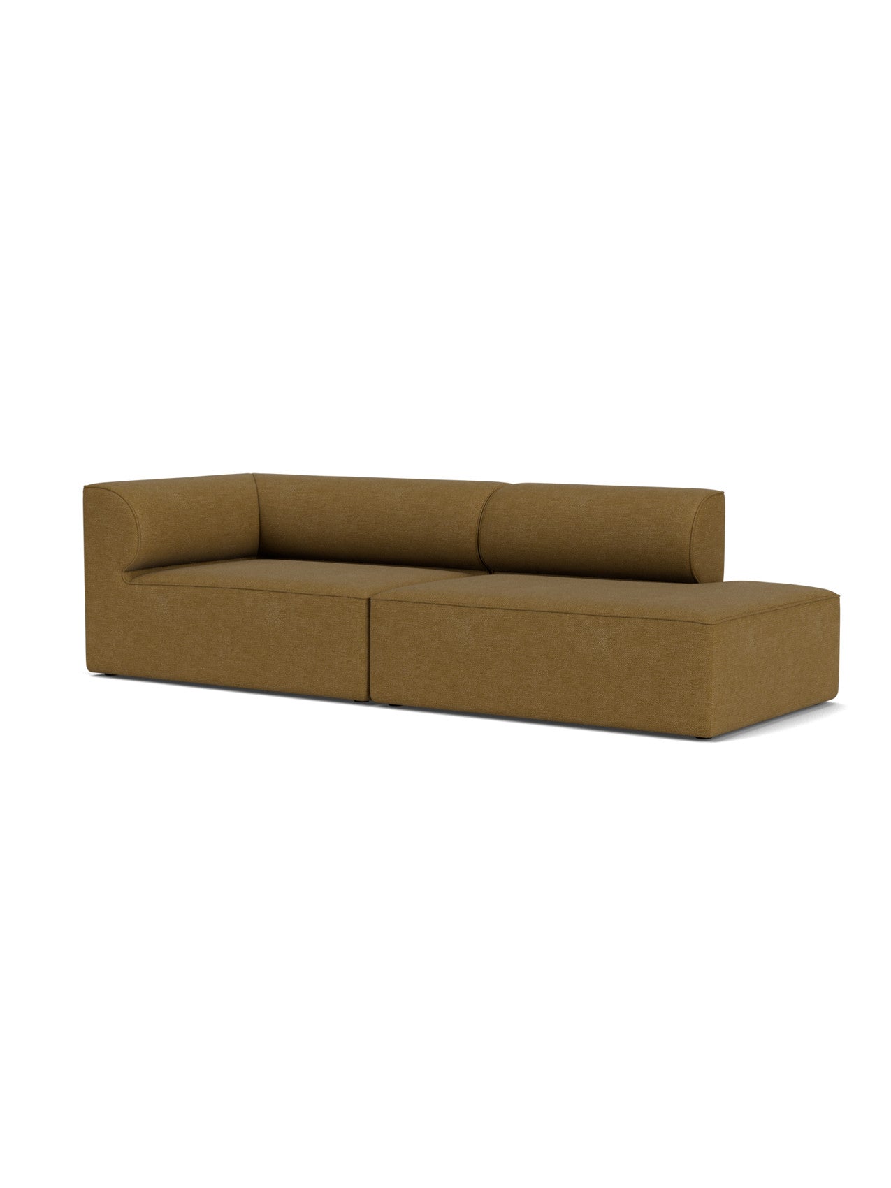 Eave Modular Sofa, 2.5-seater Configuration 3, upholstered in a warm brown Bouclé fabric, shown from a three-quarter angle.