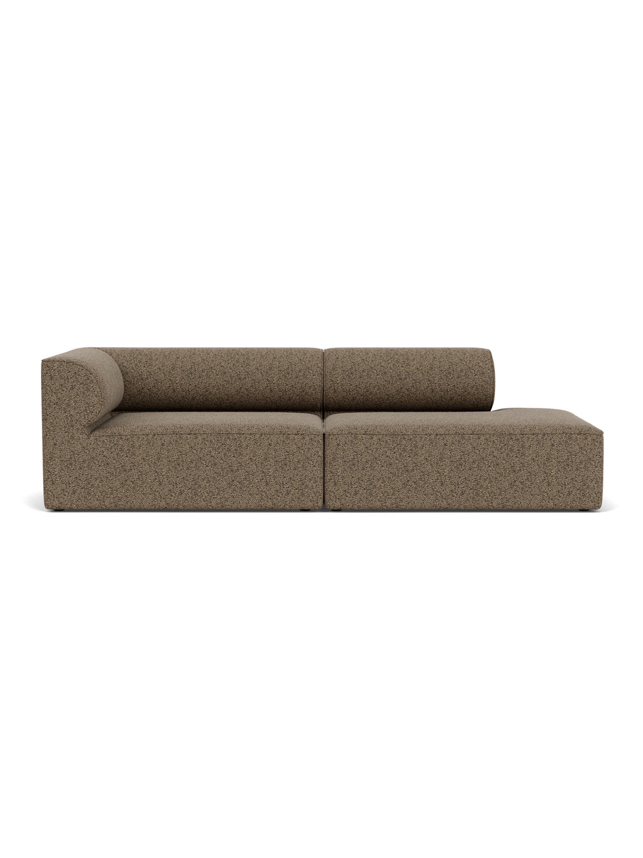 Front-on view of the Eave Modular Sofa, Configuration 3, in a textured brown Safire fabric, set against a white background.