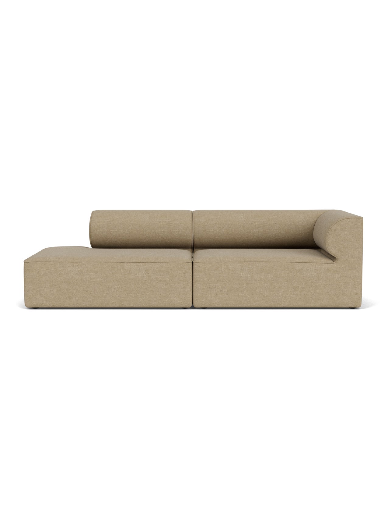 Front view of the Eave Modular Sofa, 96, Configuration 4, a 2.5-seater in light brown bouclé on a white background.