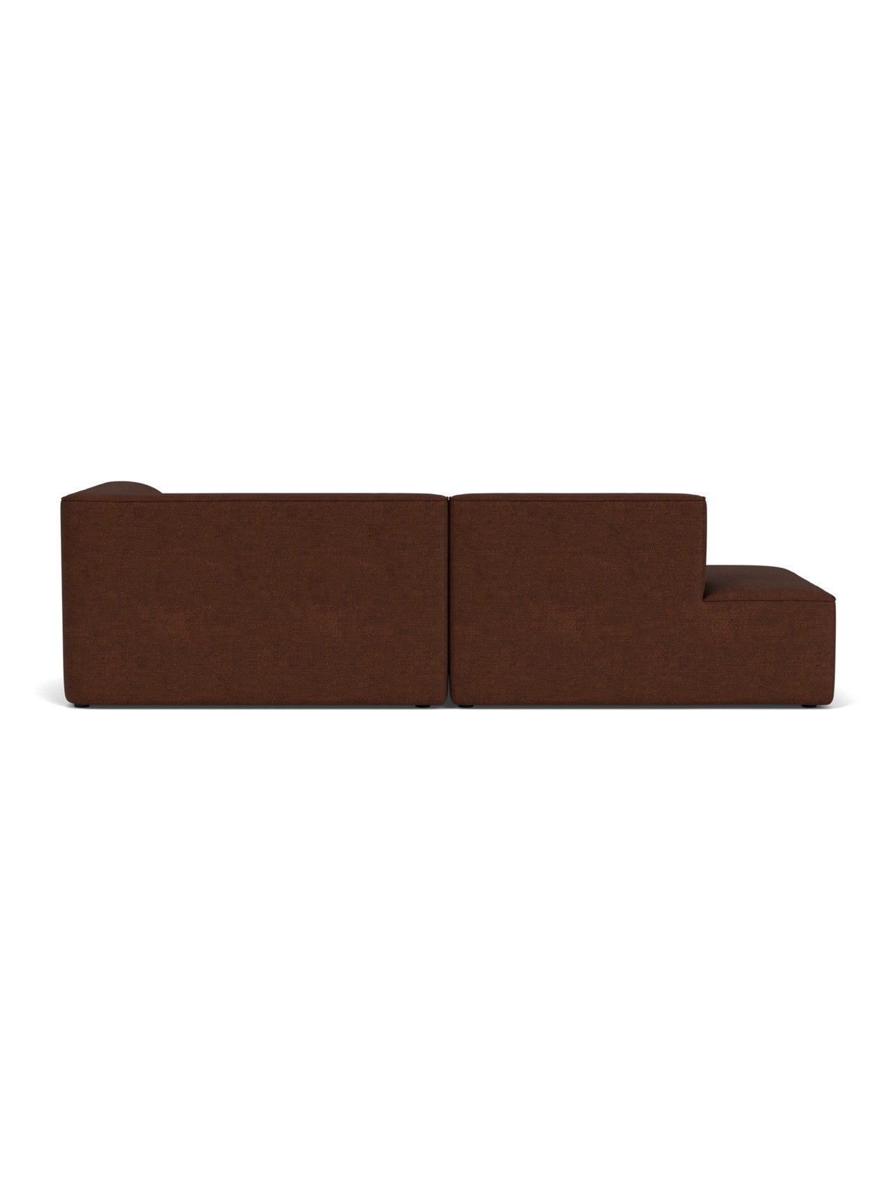 Back view of the Eave Modular Sofa, 96, Configuration 4, in a brown boucle fabric against a white background.