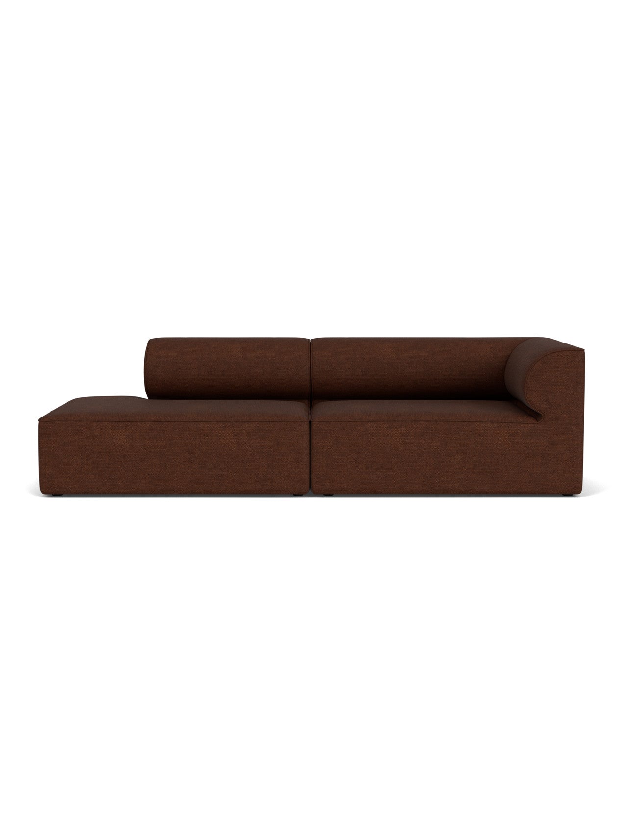 Front view of the Eave Modular Sofa, 96, Configuration 4, upholstered in a brown textured fabric against a white background.