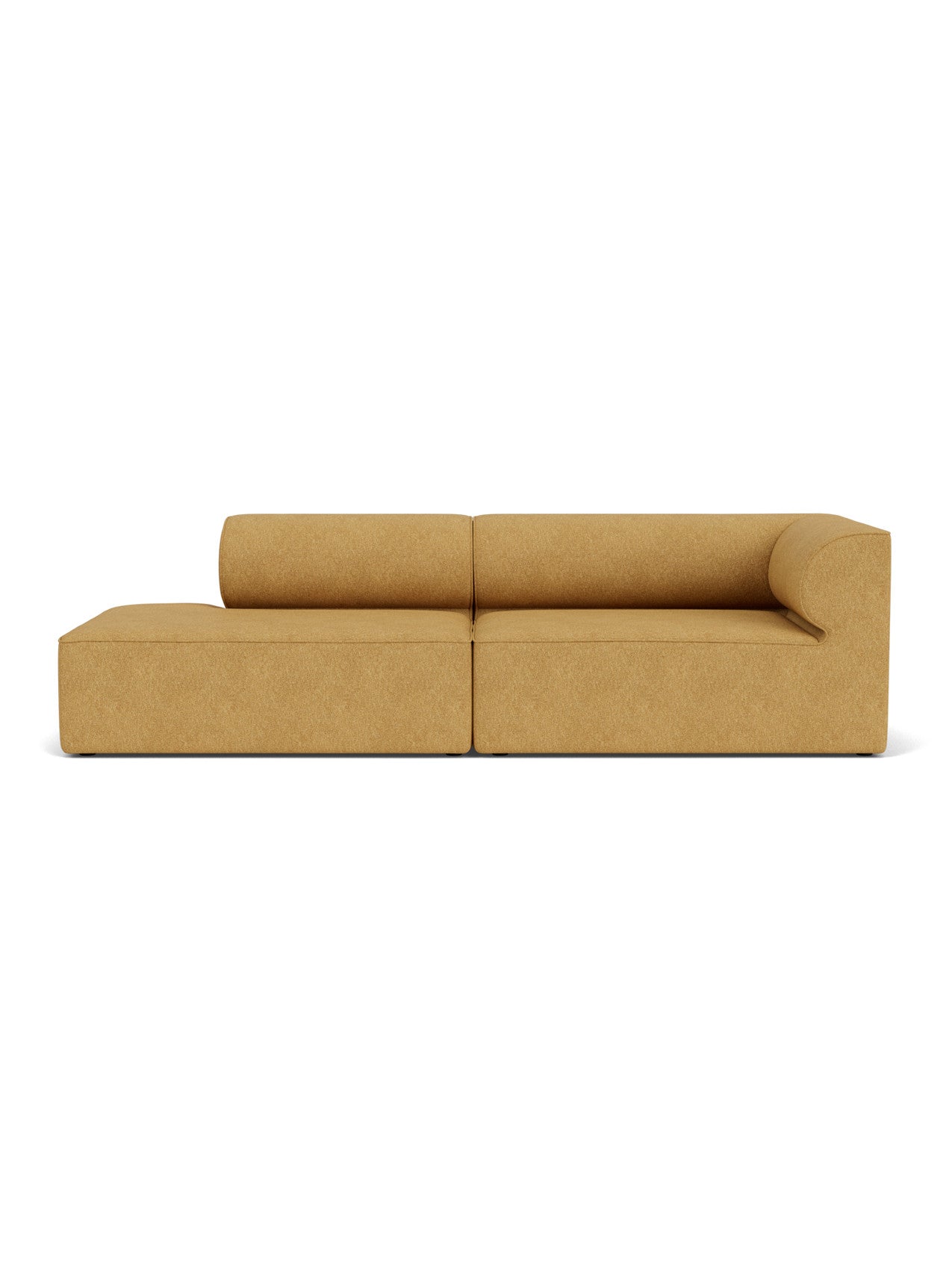 Front view of the Eave Modular Sofa 96, a 2.5-seater in Configuration 4, upholstered in a textured Moss 022 fabric.