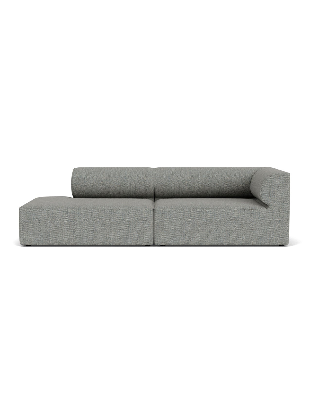 Front view of the Eave Modular Sofa, 96, Configuration 4. The 2.5-seater sofa is in a light grey textured fabric.