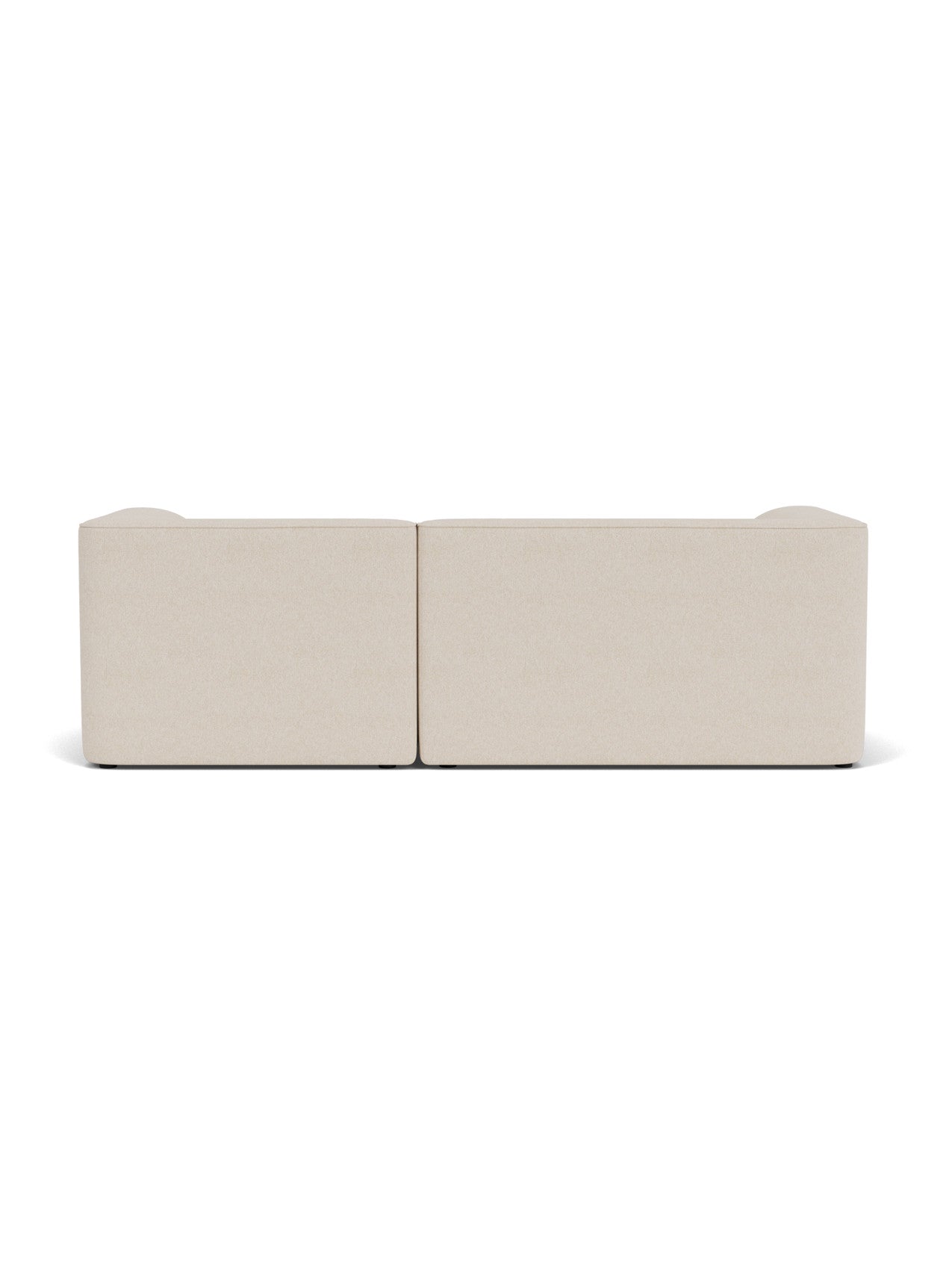 Back view of the Eave Modular Sofa, a two-seater configuration in a light beige fabric, on a white background.