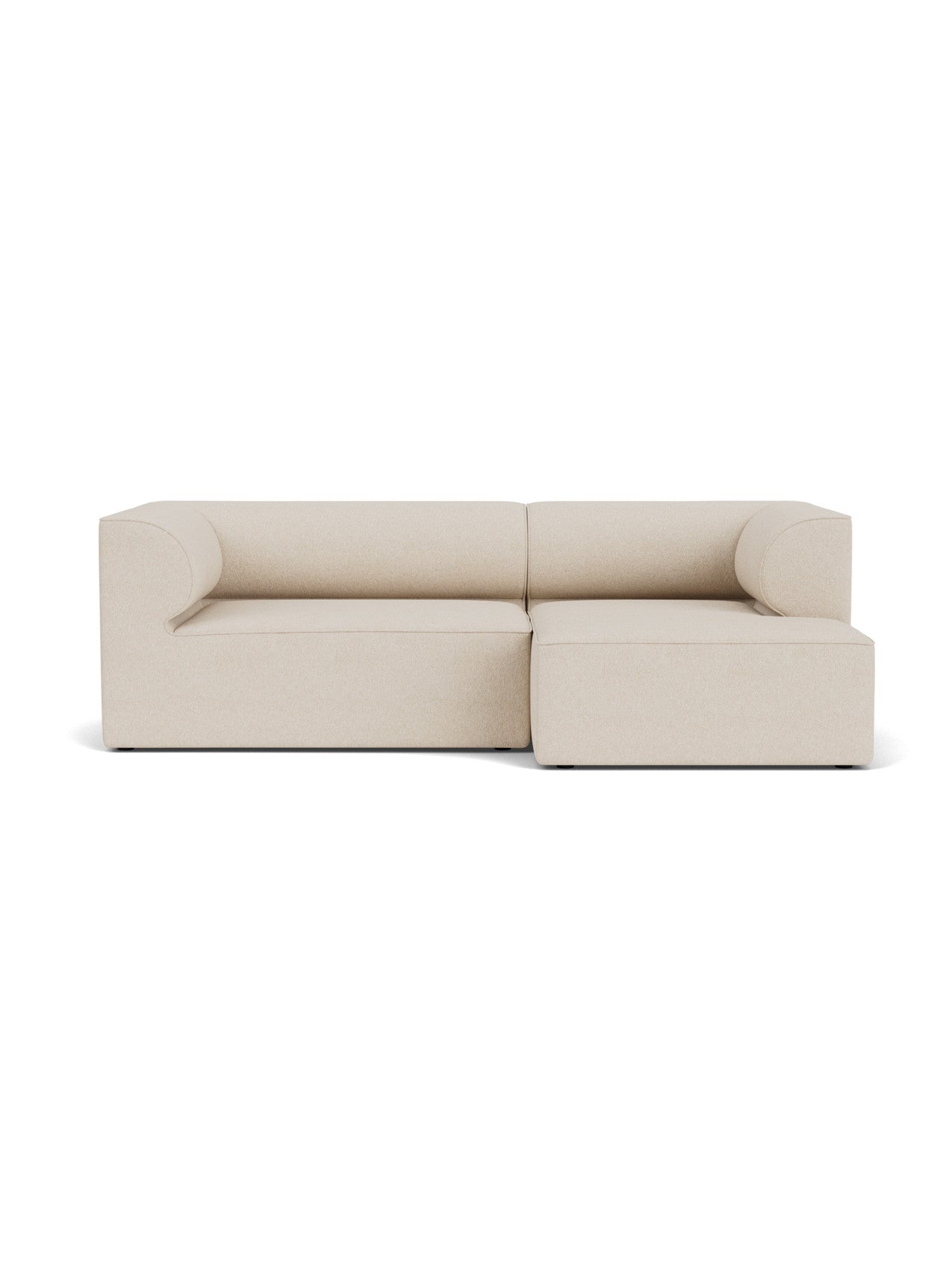 Front view of the Eave Modular Sofa, 96, Configuration 5, a light beige 2-seater with a right-hand chaise longue.