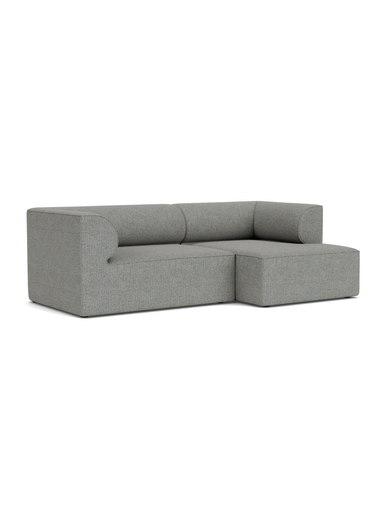 The Eave Modular Sofa, 96, Configuration 5, shown at an angle in a light grey Safire fabric against a white background.
