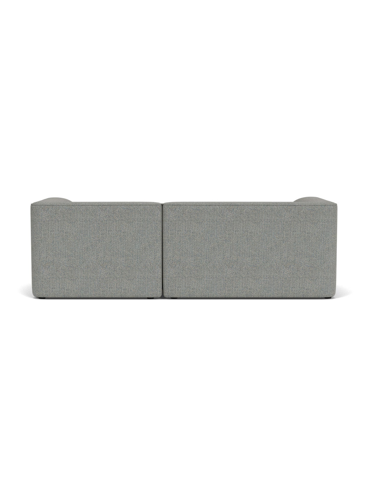 Back view of the Eave Modular Sofa, 96, 2-seater, Configuration 5, in light grey Safire 012 fabric on a white background.