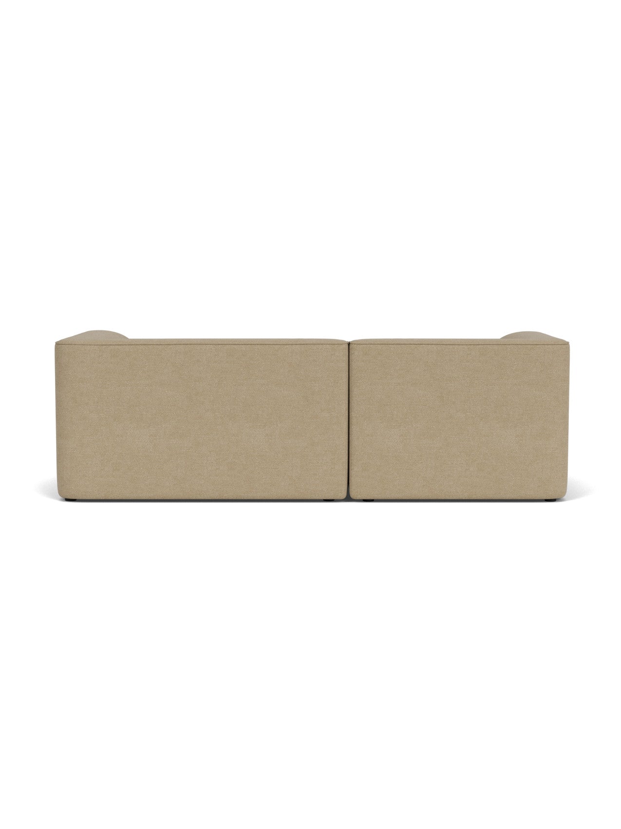 Back profile of the Eave Modular Sofa, 96, 2-seater, configuration 6, upholstered in a light beige textured bouclé fabric.