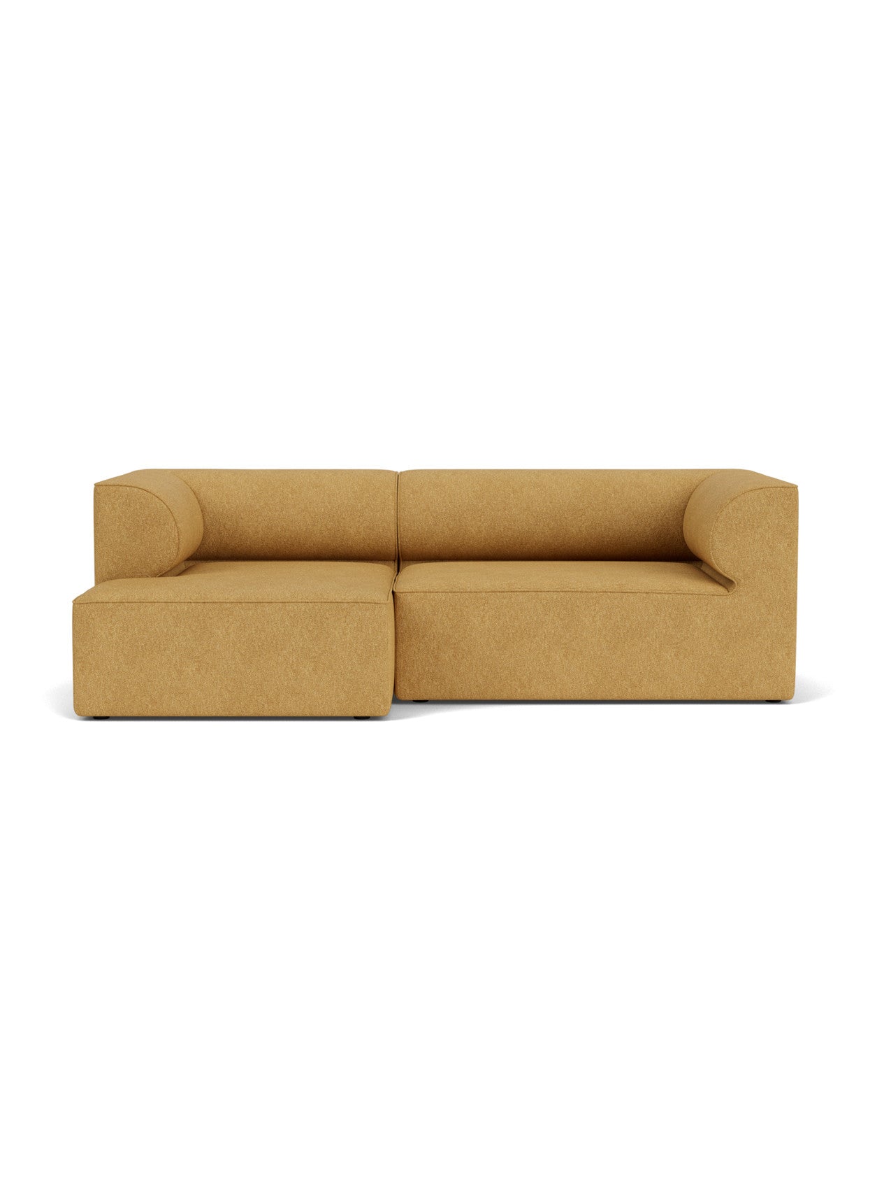Eave Modular Sofa, 96, a 2-seater with a left chaise longue. The sofa is shown from the front in a mustard yellow fabric.