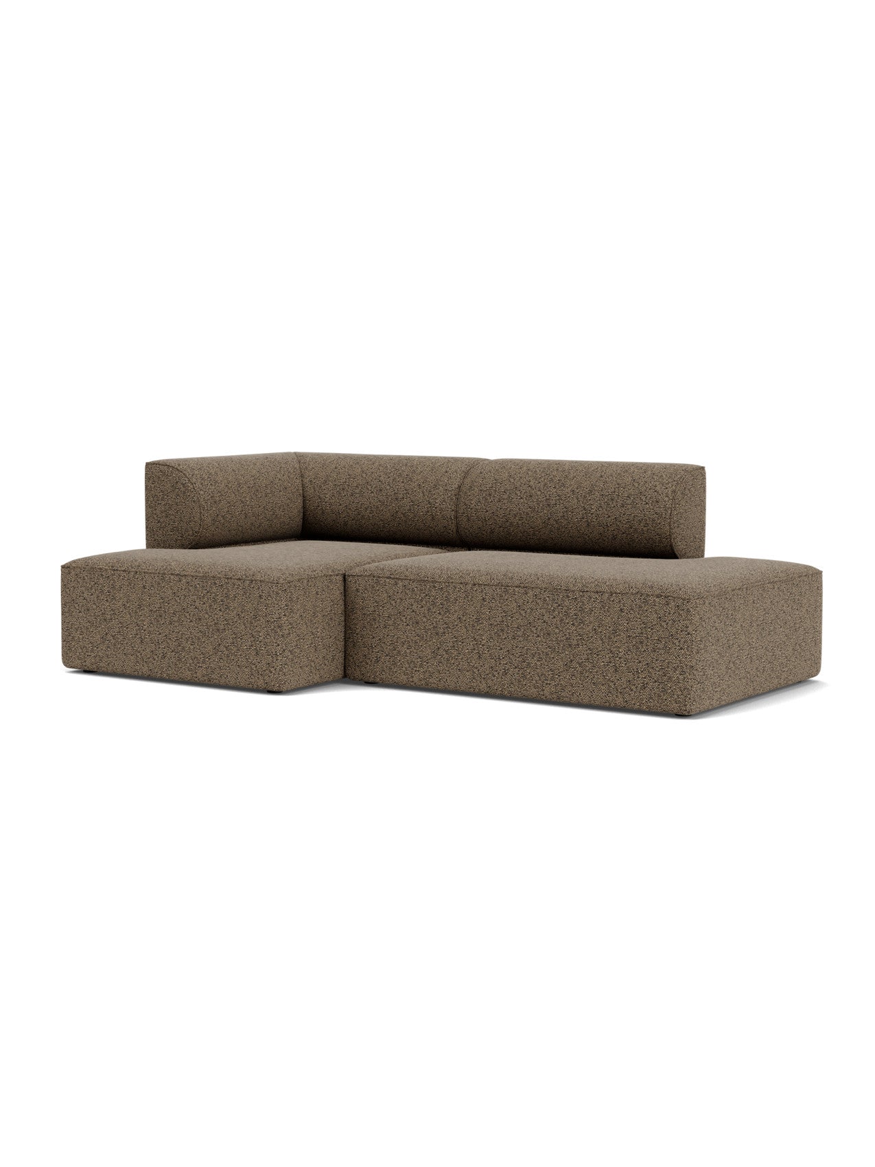 The Eave Modular Sofa 96, Configuration 7. A 2.5-seater with a chaise longue, upholstered in brown Safire 001 fabric.