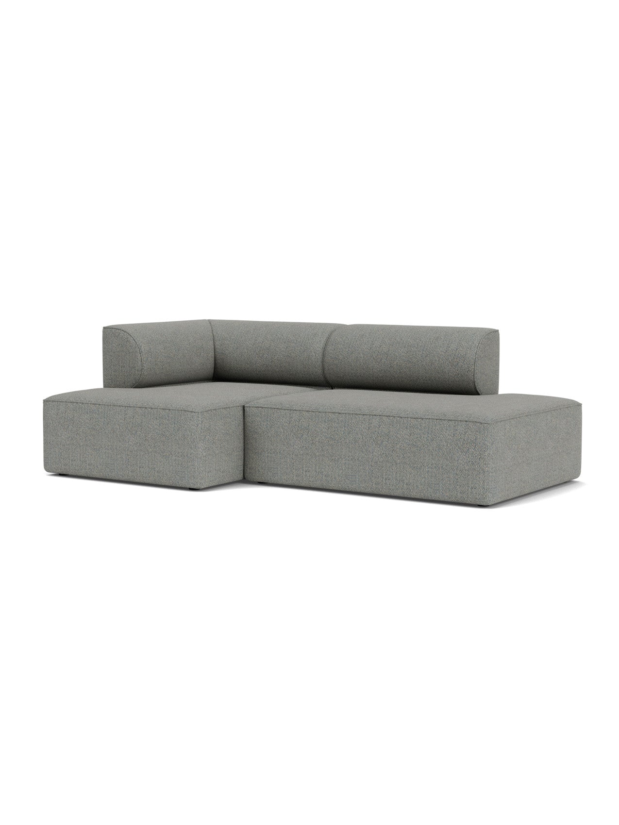 Eave Modular Sofa 96 Configuration 7, upholstered in light grey Safire 12 fabric, viewed at an angle on a white background.
