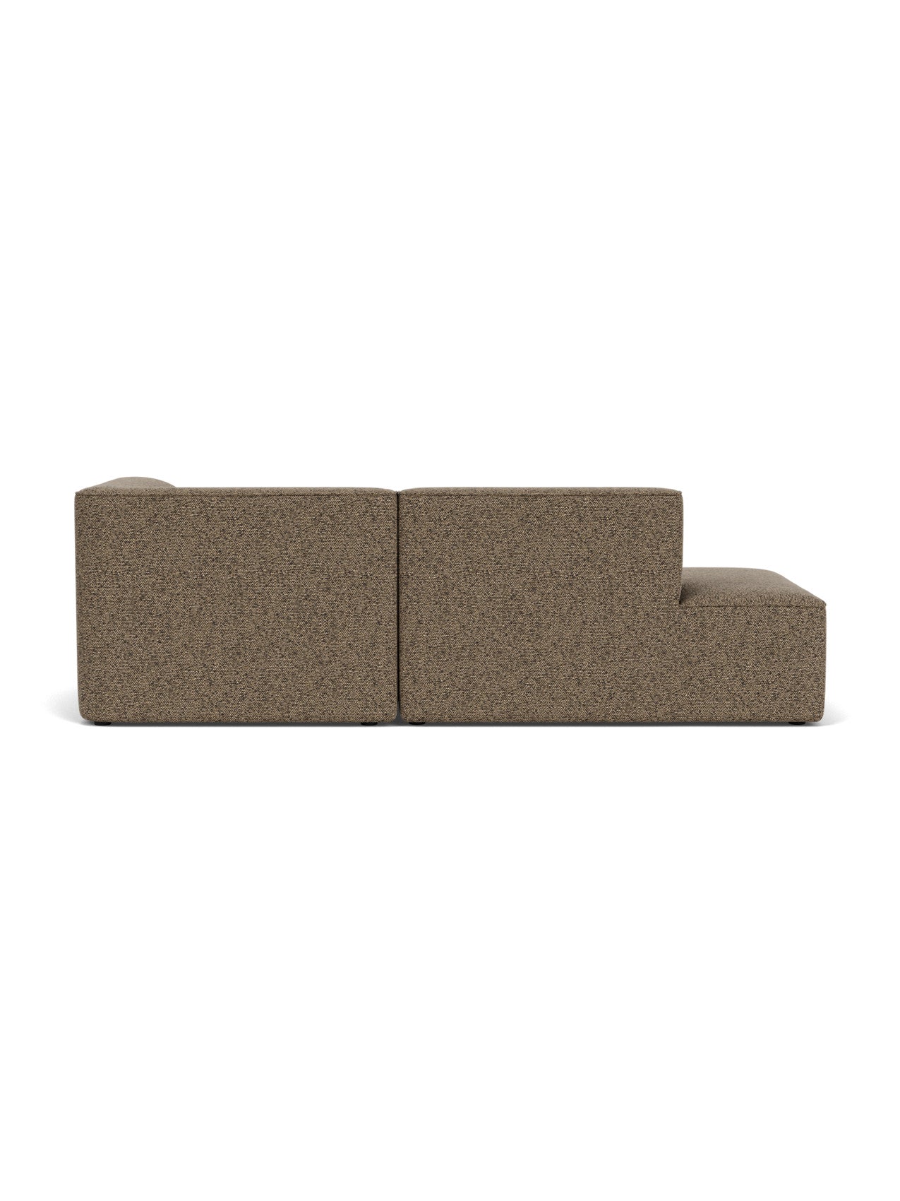 Back view of the Eave Modular Sofa 96 Configuration 8, upholstered in brown textured Safire 001 fabric on white background.