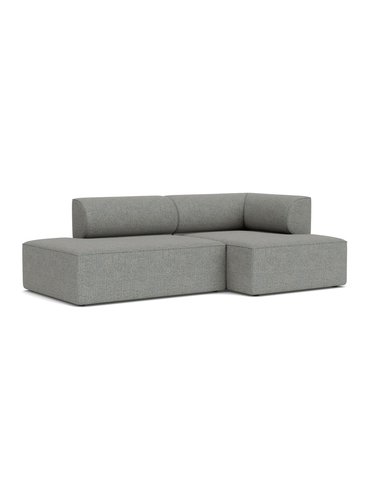 The Eave Modular Sofa, 2.5-seater Configuration 8, upholstered in light grey Safire 12 fabric, seen from a low angle.