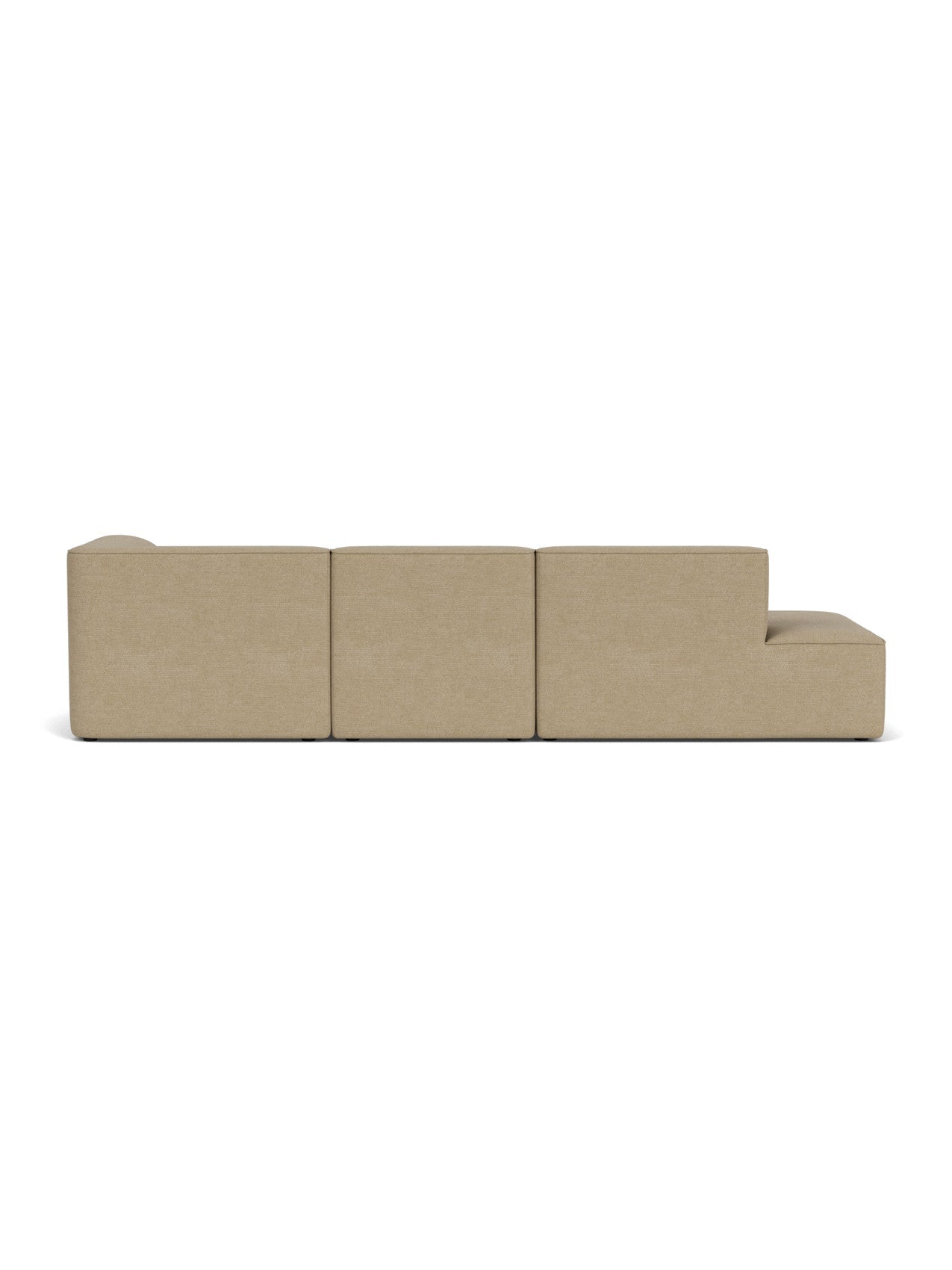 Back view of Eave Modular Sofa, 96, 3.5-Seater, Configuration 9, in light brown Audo Bouclé 02 fabric on a white background.