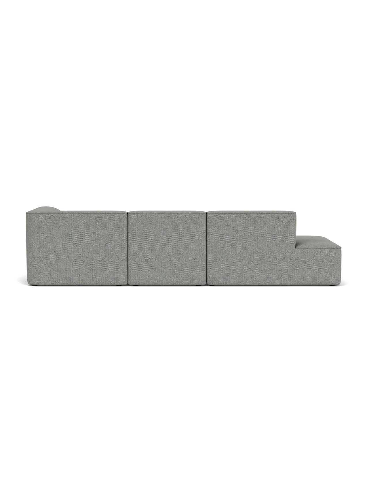 The Eave Modular Sofa, 96, 3.5-Seater in Configuration 9. This back view showcases light grey Safire 12 upholstery.