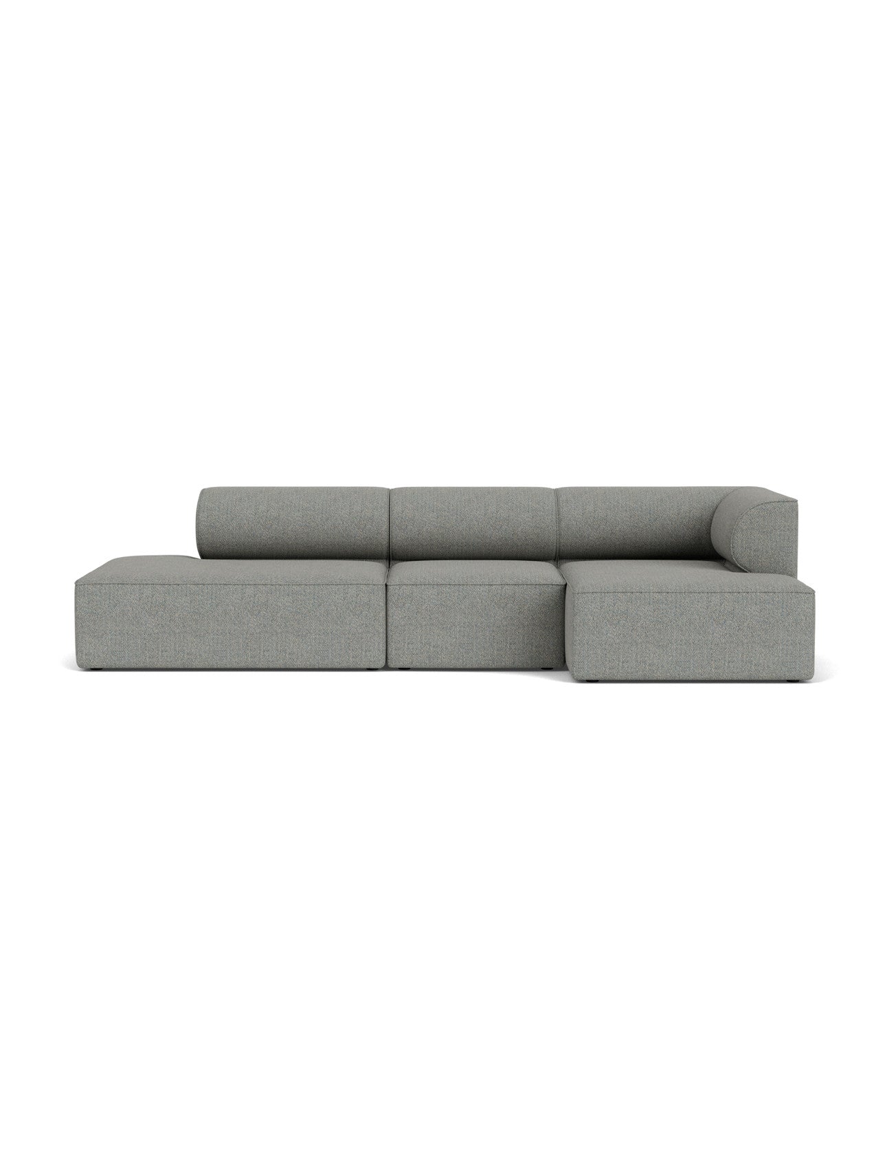 The Eave Modular Sofa, 96, 3.5-Seater, Configuration 9, in grey fabric, viewed from the front against a white background.