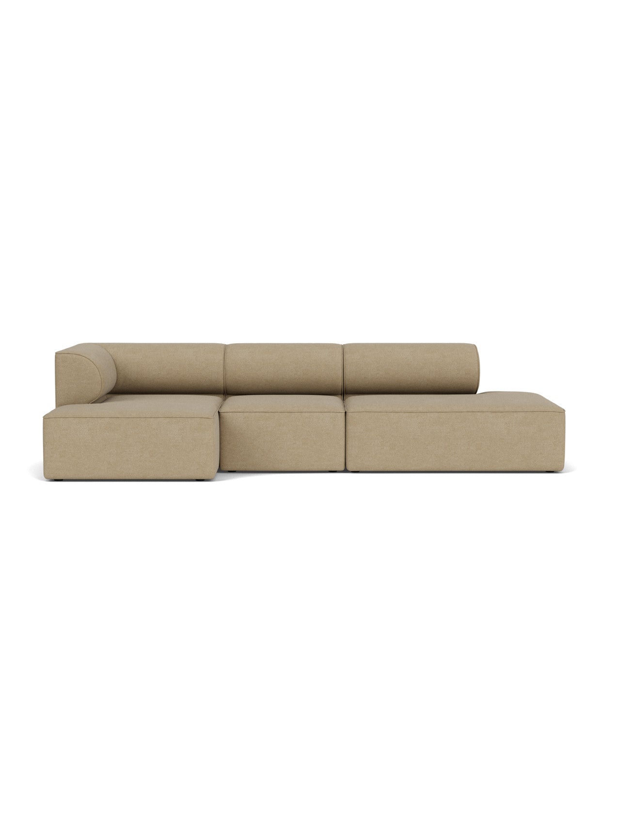 Front view of the Eave Modular Sofa, 96, Configuration 10, a 3.5-seater in light brown bouclé fabric on a white background.