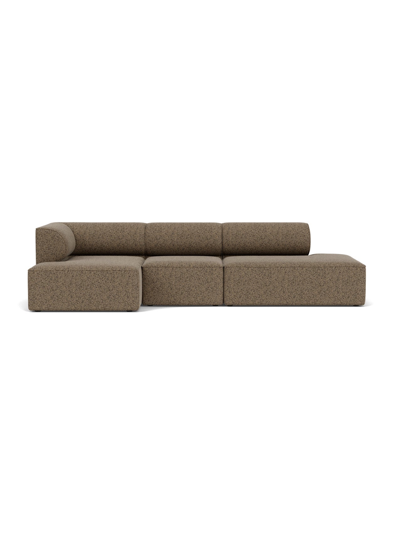 Front view of the Eave Modular Sofa, a large L-shaped sofa in brown textured Safire fabric against a white background.
