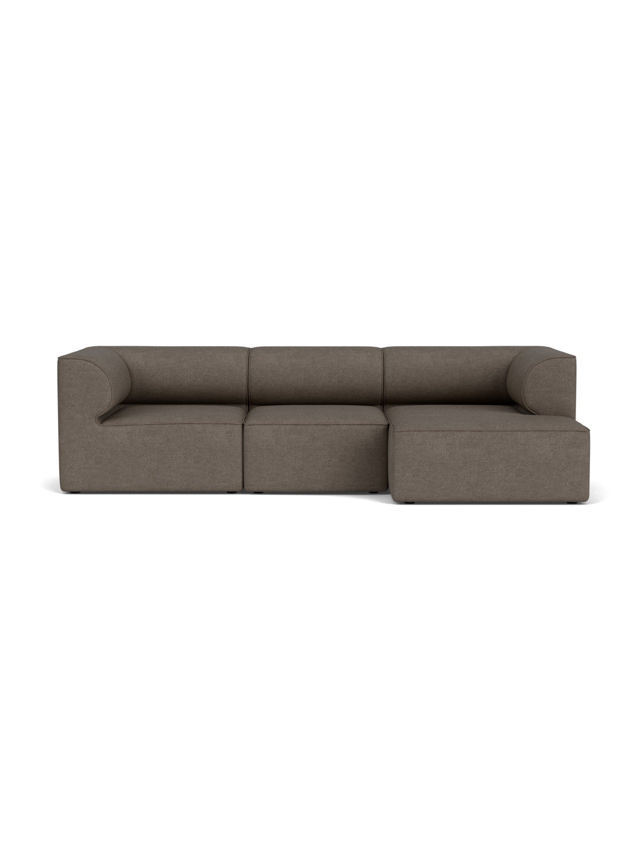 Front view of the Eave Modular Sofa, 96, Configuration 11. The 3-seater sofa is upholstered in a textured brown fabric.